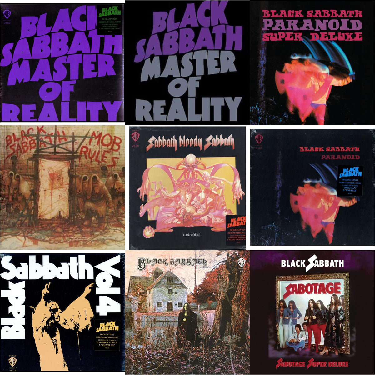 Black Sabbath - Vol. 4 (180G) & Sabbath Bloody Sabbath (180G) & Black Sabbath (180G) & Paranoid (180G) & Master Of Reality (180G) & Master Of Reality & Sabotage (Super Deluxe Edition/4LP/7Inch) & Paranoid (Deluxe Edition) & Mob Rules (Deluxe/2LP)