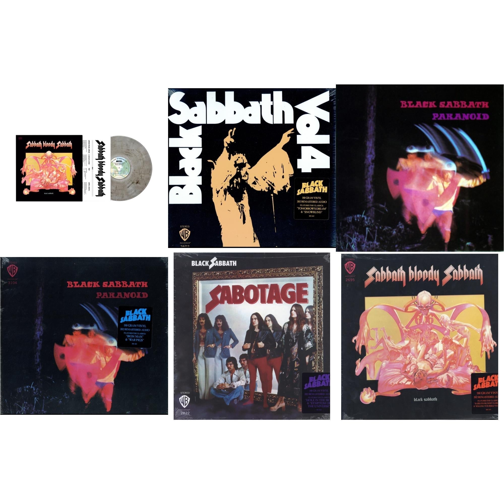 Black Sabbath - Sabbath Bloody Sabbath (Smoky LP Vinyl) (Syeor) & Vol. 4 (180G) & Paranoid & Paranoid (180G) & Sabotage (180G) & Sabbath Bloody Sabbath (180G)