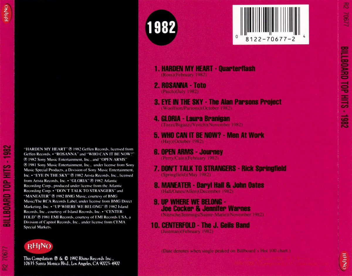 Billboard Top Hits - 1982 Music CD
