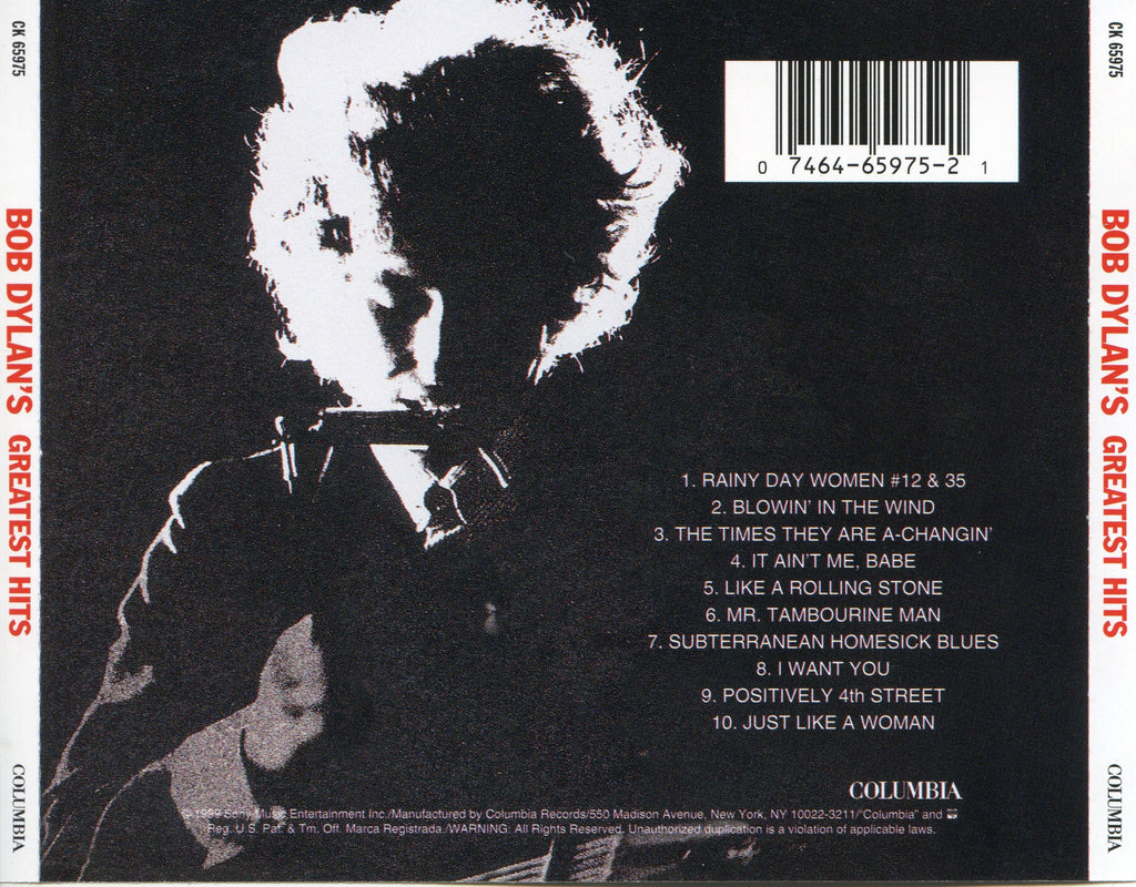 Bob Dylan – Bob Dylan's Greatest Hits, Volume 1 Remastered Music CD