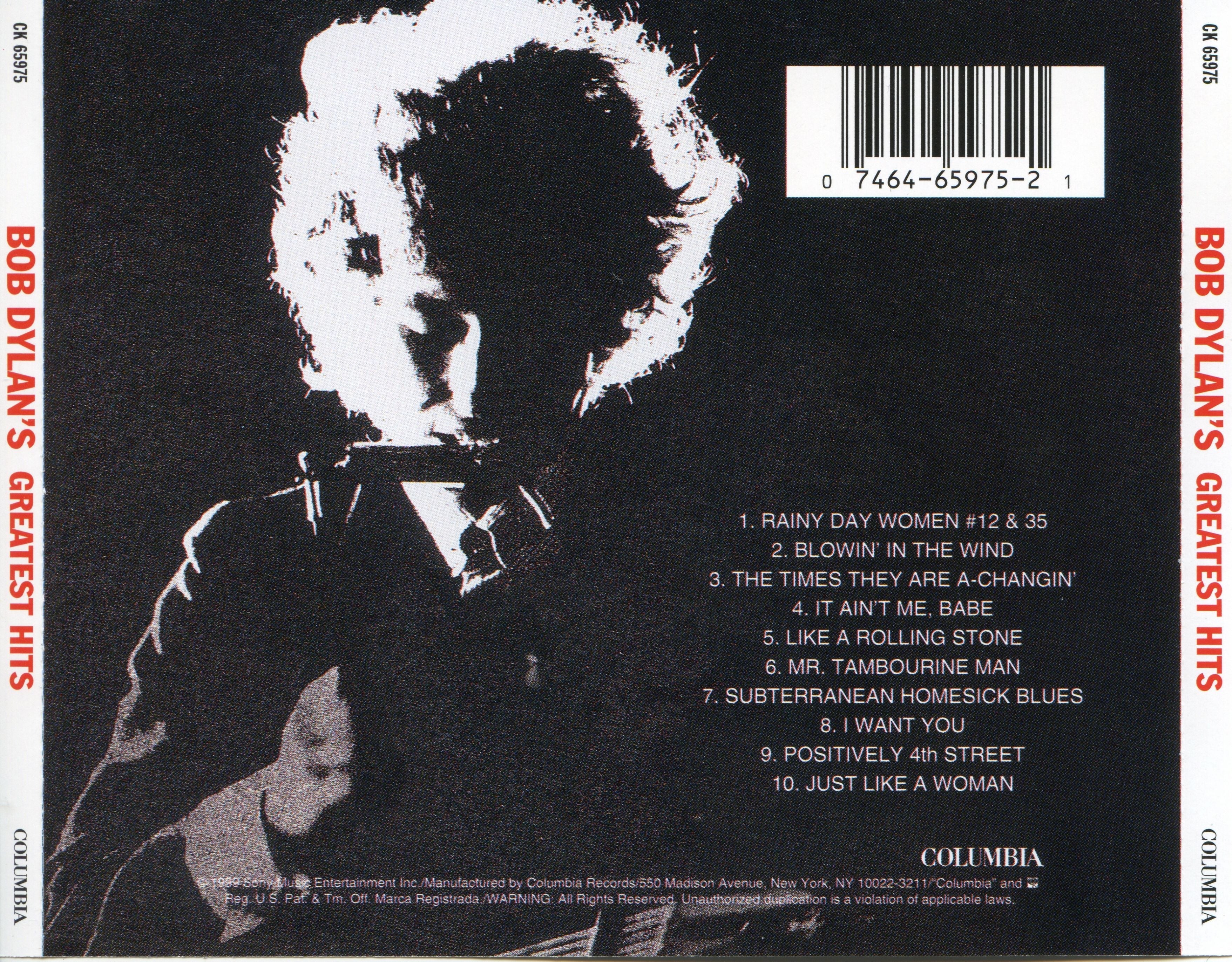 Bob Dylan – Bob Dylan's Greatest Hits, Volume 1 Remastered Music CD