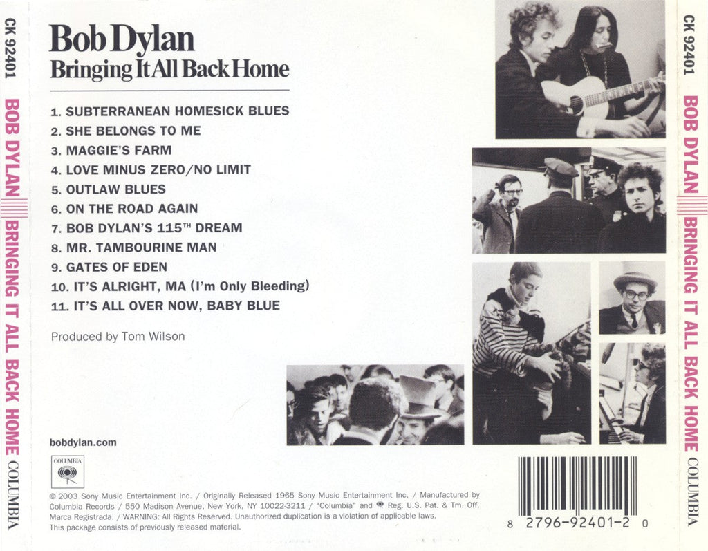 Bob Dylan – Bringing It All Back Home Music CD