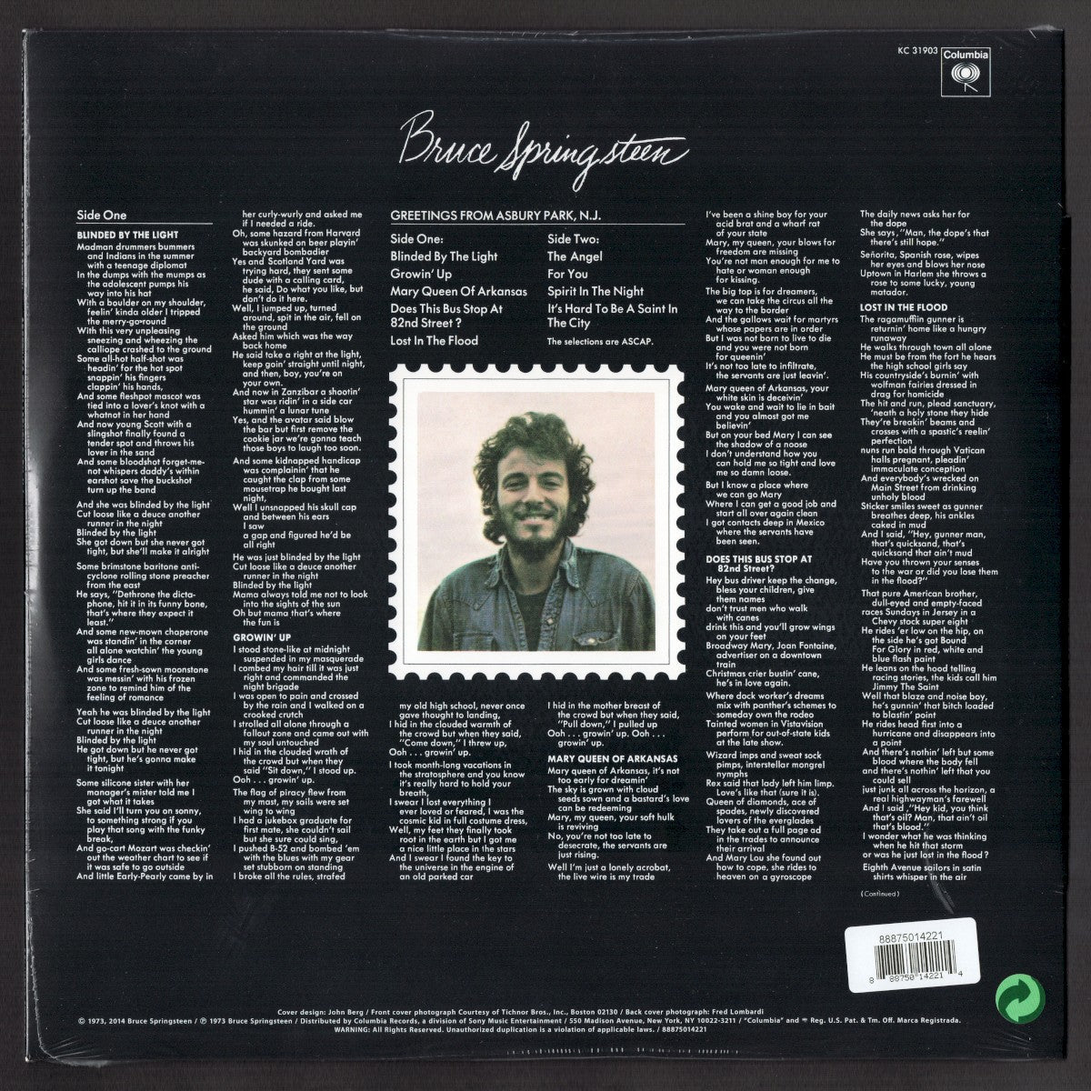 Bruce Springsteen – Greetings From Asbury Park, NJ (LP Vinyl) Vinyl Record
