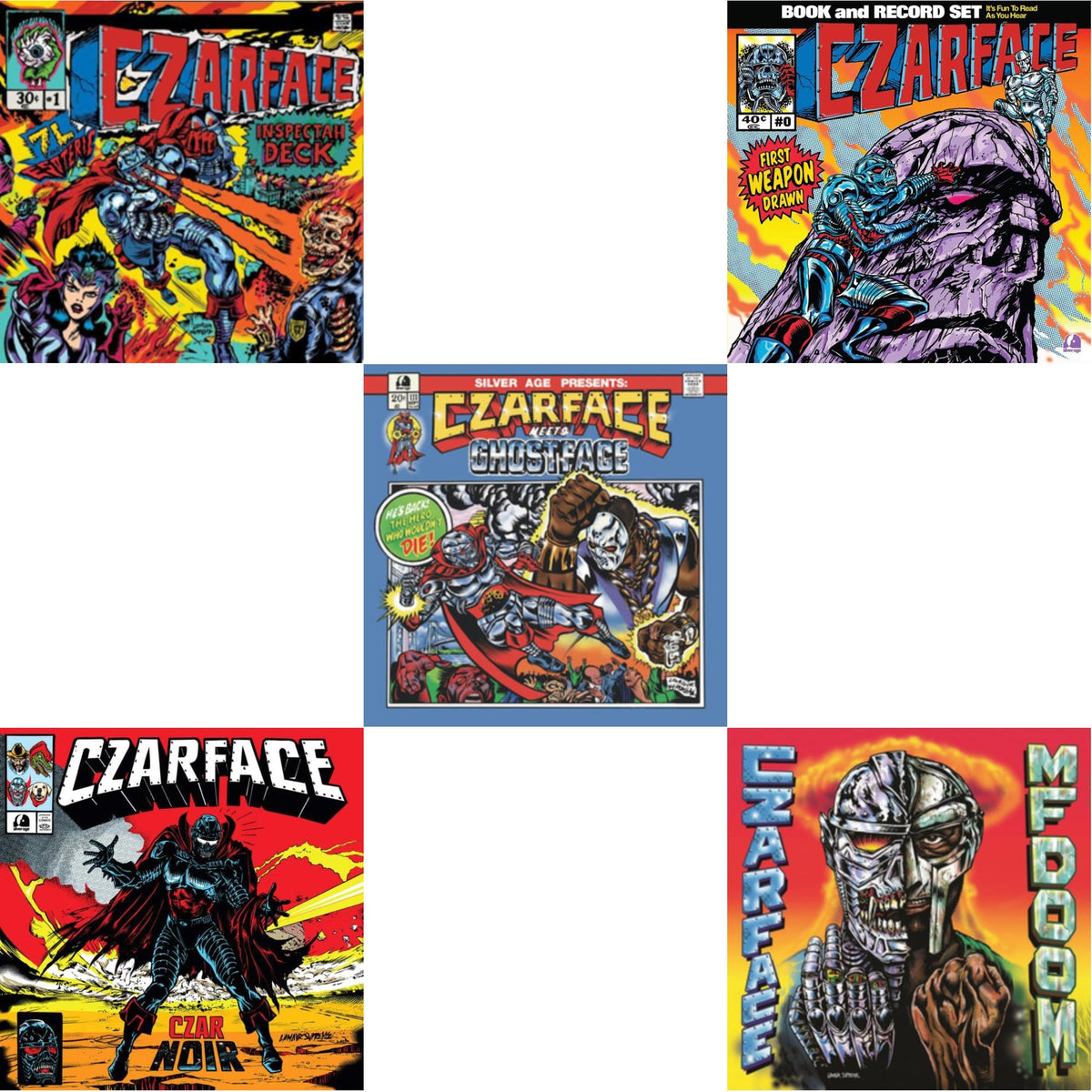 First Weapon Drawn (Sky Blue LP Vinyl) & Czar Noir (Red/White LP Vinyl) & Czarface Meets Metal Face & Czarface Meets Ghostface & Czarface