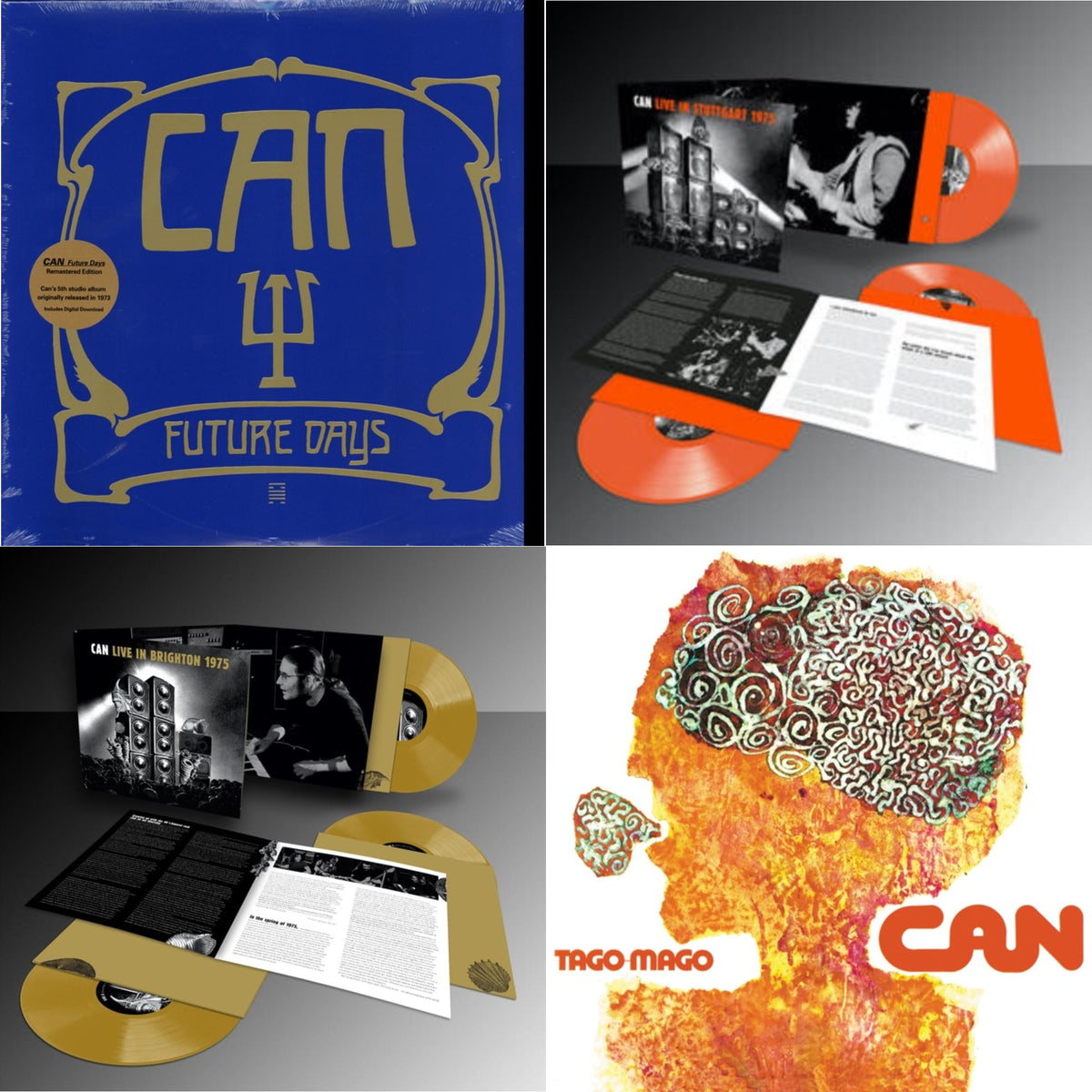 Can - Future Days & Live Stuttgart 1975 (Orange Vinyl/3LP) & Live In Brighton 1975 (Limited Edition/Inca Gold Vinyl/3LP) & Tago Mago (Limited Edition Orange LP Vinyl)