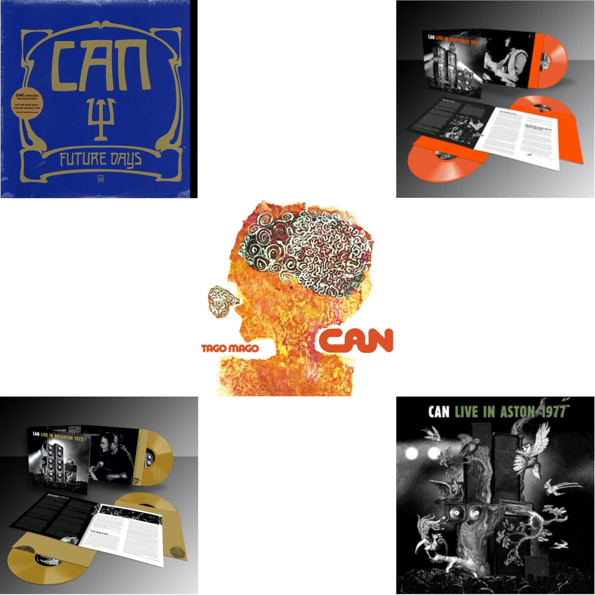 Can - Future Days & Live In Brighton 1975 (Limited Edition/Inca Gold Vinyl/3LP) & Tago Mago (Limited Edition Orange LP Vinyl) & Live Stuttgart 1975 (Orange Vinyl/3LP) & Live In Aston 1977
