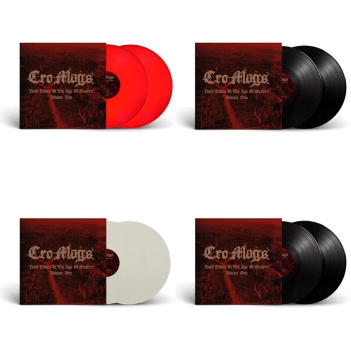Cro-Mags - Hard Times In The Age Of Quarrel: Vol 2 (2LP/Red Vinyl) & Hard Times In The Age Of Quarrel: Vol 2 (2LP) & Hard Times In The Age Of Quarrel: Vol 1 (2LP/White Vinyl) & Hard Times In The Age Of Quarrel: Vol 1 (2LP)