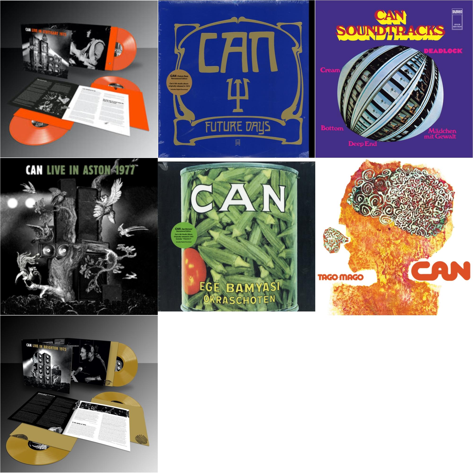 Can - Live Stuttgart 1975 (Orange Vinyl/3LP) & Future Days & Soundtracks (Limited/Clear Purple LP Vinyl) & Live In Aston 1977 & Ege Bamyasi & Tago Mago (Limited Edition Orange LP Vinyl) & Live In Brighton 1975 (Limited Edition/Inca Gold Vinyl/3LP)