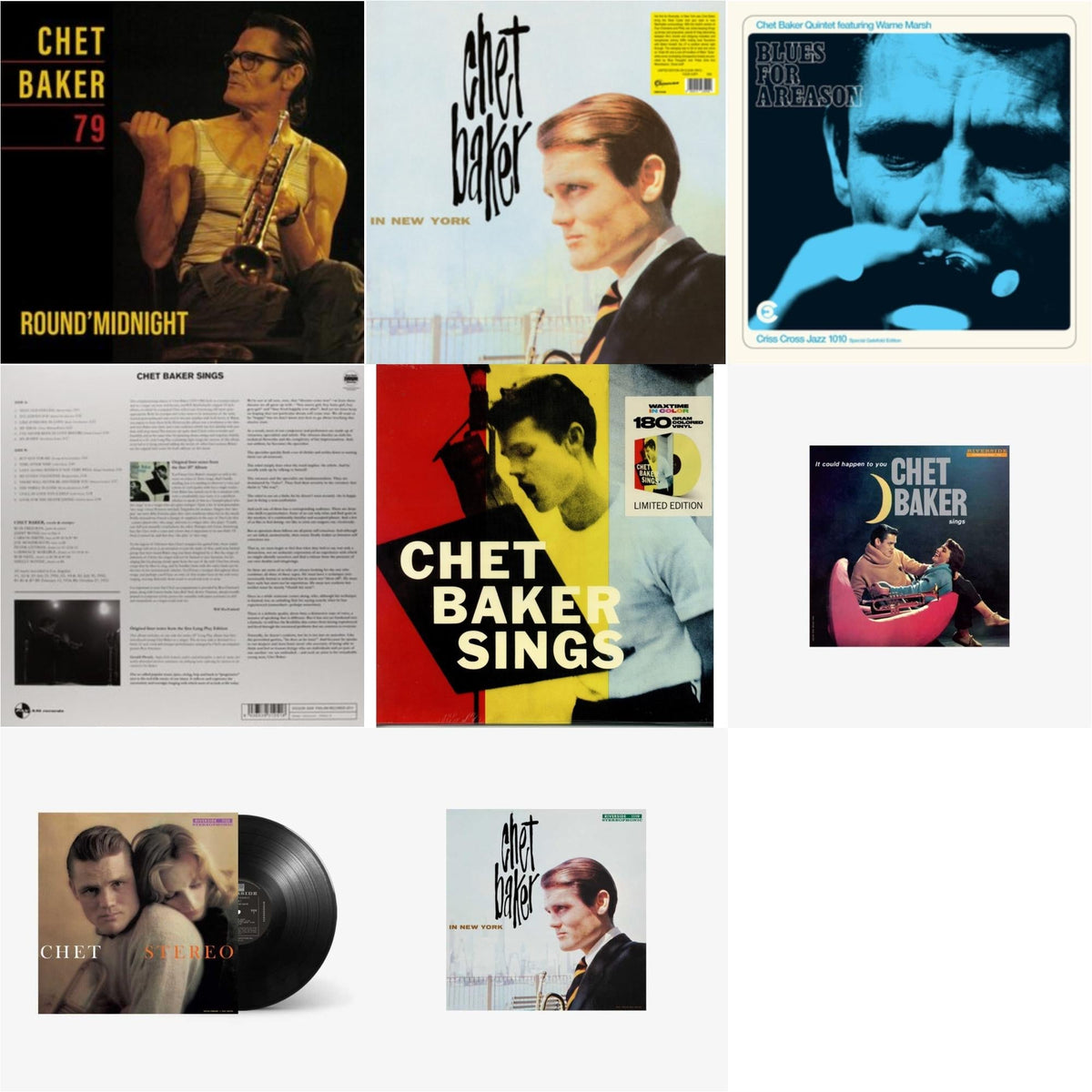Round Midnight 79 & In New York (Clear LP Vinyl) & Blues For A Reason (Feat. Warne Marsh) & Sings & Sings (180G/Limited/Yellow LP Vinyl) & Chet Baker Sings: It Could Happen To You & Chet & Chet Baker In New York