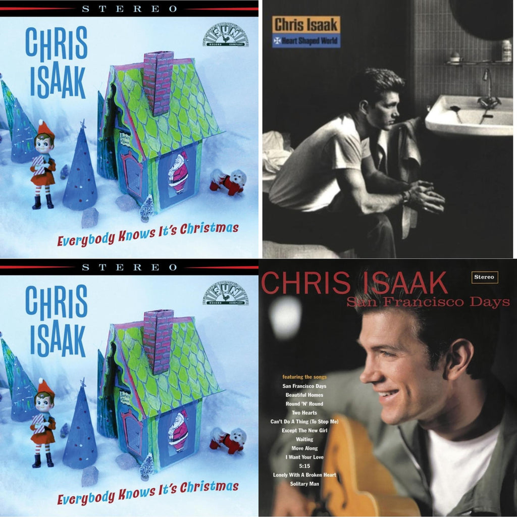 Chris Isaak - Everybody Knows It's Christmas (Deluxe) (Spring Green/Bone White Swirl LP Vinyl) & Heart Shaped World & Everybody Knows It's Christmas (Candy Floss Colored LP Vinyl) & San Francisco Days