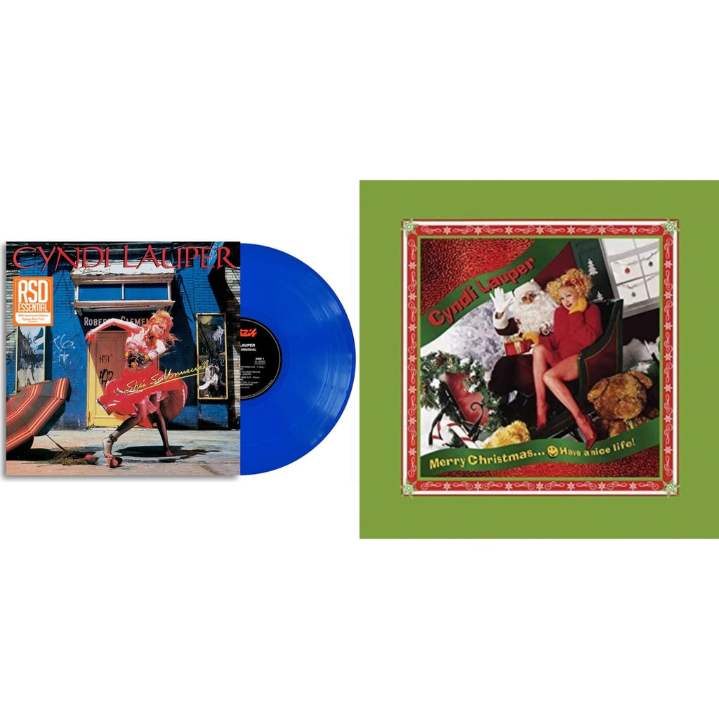 Cyndi Lauper - She's So Unusual (Opaque Blue LP Vinyl) & Merry Christmas…Have A Nice Life! (Clear With Red & White Candy Cane Swirl LP Vinyl)