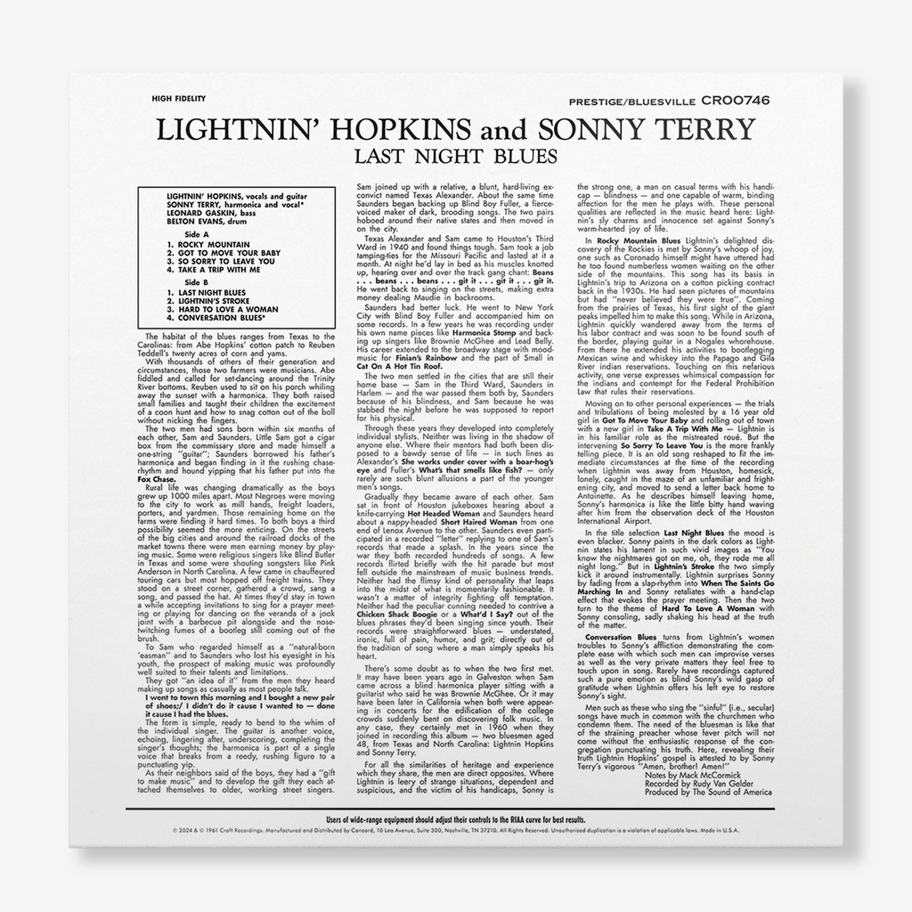 Last Night Blues (Bluesville Series) Vinyl Record