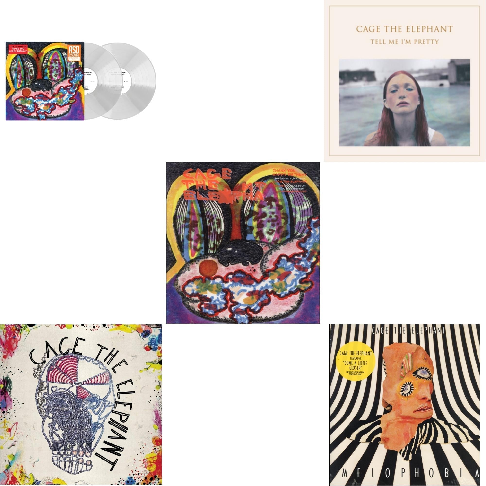 Thank You Happy Birthday (2LP/Utra Clear Vinyl) (Rsd Esstenial) & Cage The Elephant (180G) & Thank You Happy Birthday & Tell Me I'm Pretty (180G/Dl Card/Gatefold) & Melophobia (180G/Dl Card)