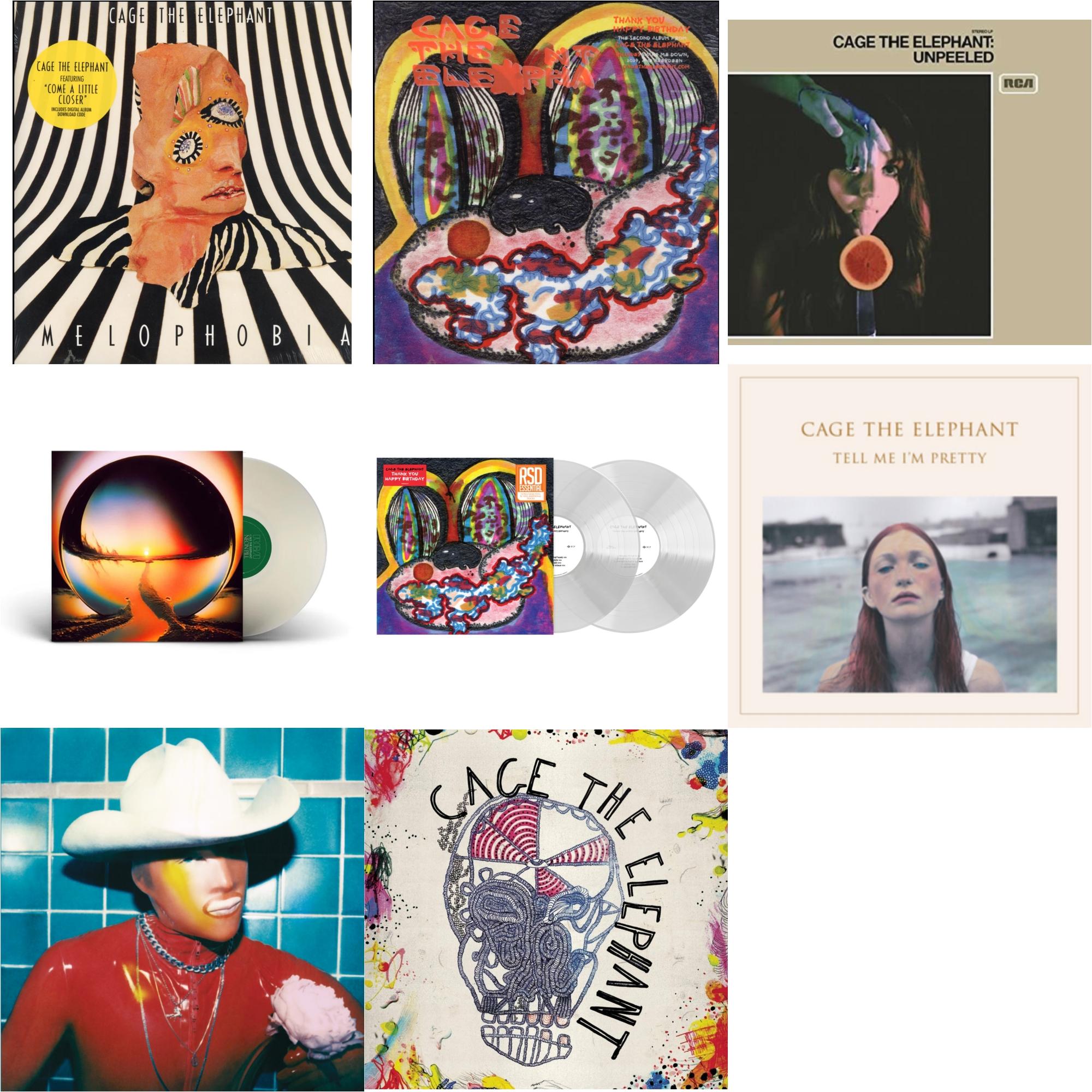 Cage The Elephant - Social Cues (140G/Dl Insert) & Thank You Happy Birthday (2LP/Utra Clear Vinyl) (Rsd Esstenial) & Neon Pill (Milky Clear LP Vinyl) (I) & Cage The Elephant (180G) & Thank You Happy Birthday & Tell Me I'm Pretty (180G/Dl