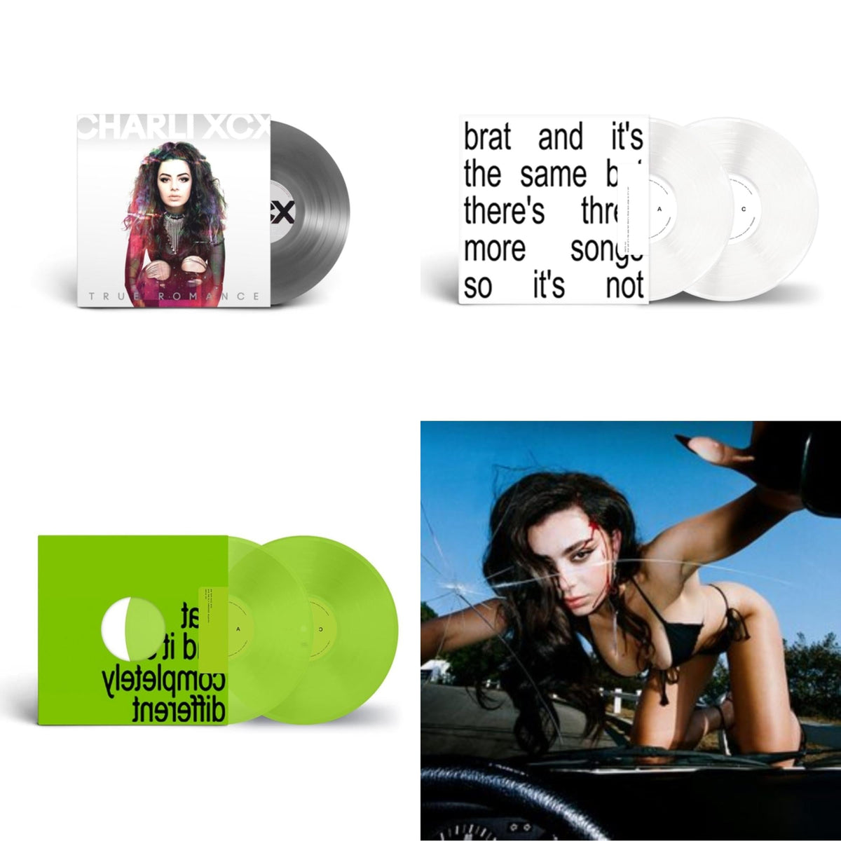 Brat & It's The Same But There's Three More Songs So It's Not (2LP/White Vinyl) & Brat & It's Completely Different (2LP/Brat Green Vinyl) & True Romance Original Angels Repress & Crash