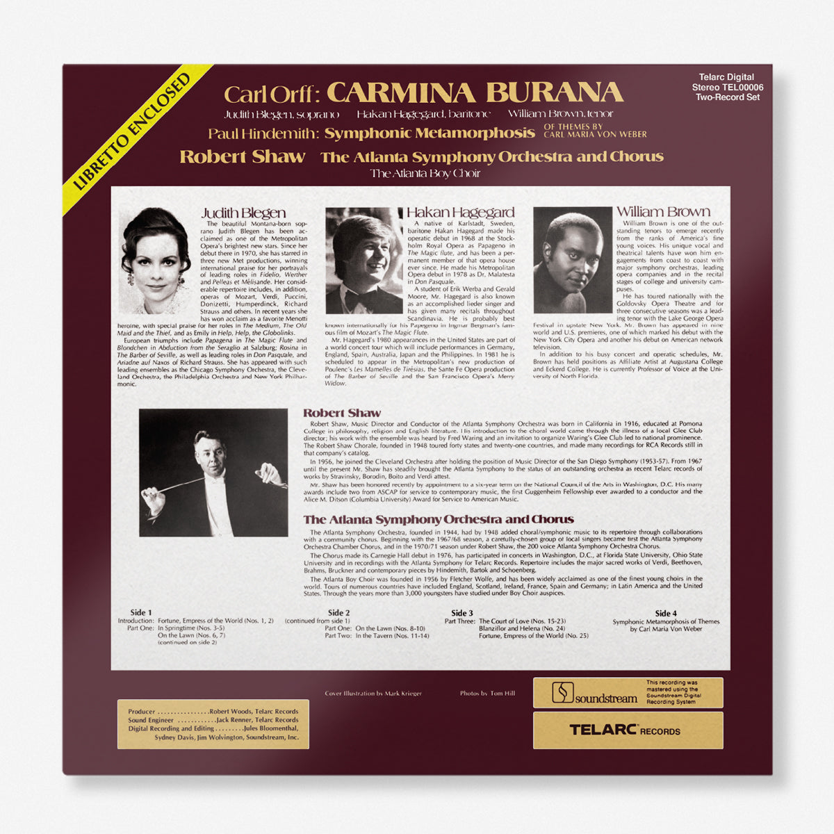 Carl Orff's Carmina Burana & Paul Hindemith's Symphonic Metamorphosis (2 LP) Vinyl Record