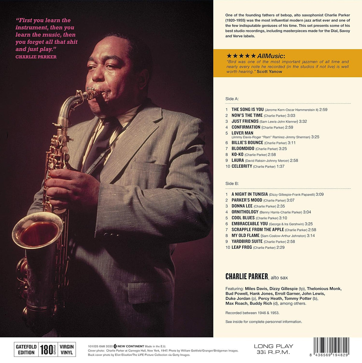 Charlie Parker - Hits [180-Gram Deluxe Gatefold]] Vinyl Record