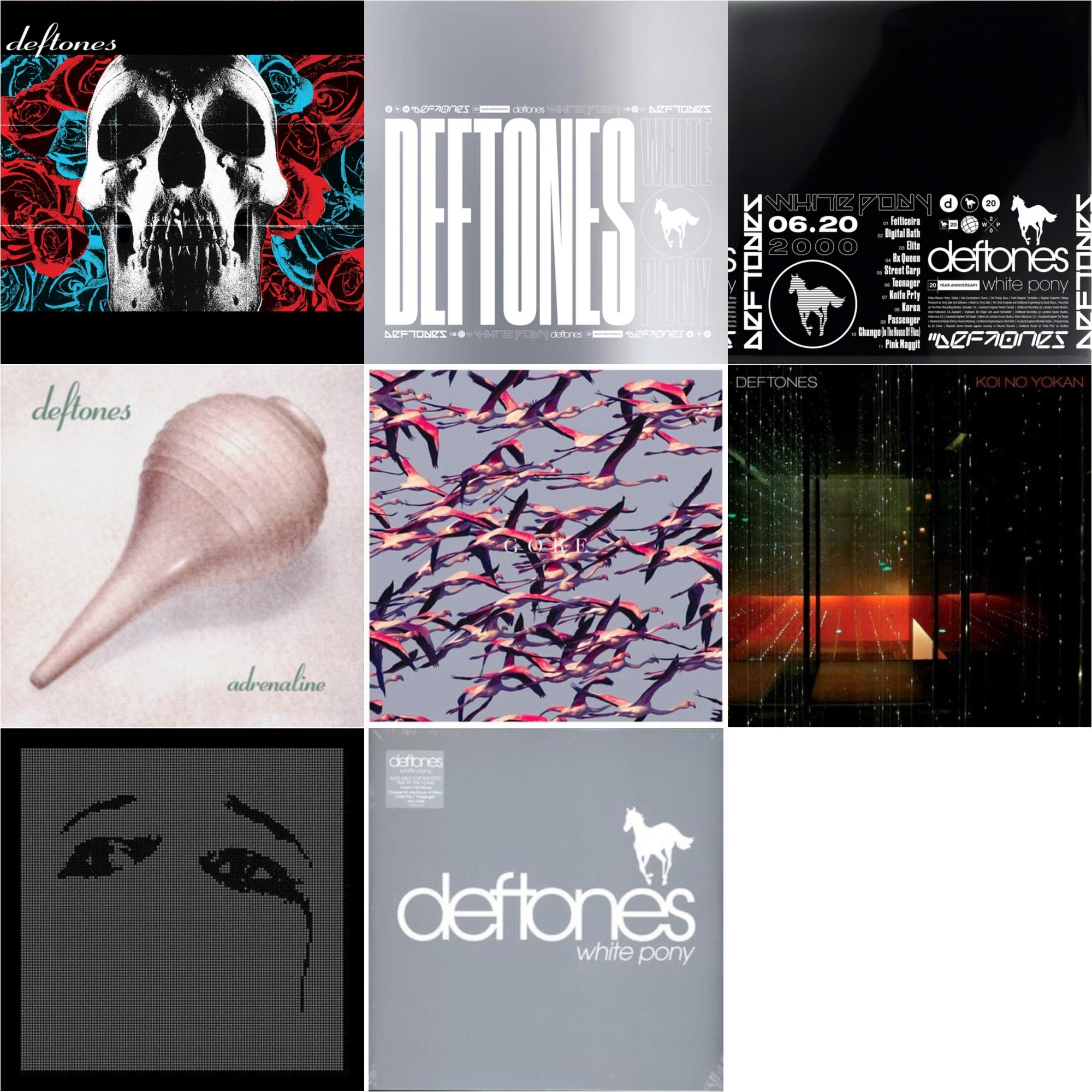 Deftones (X) (20Th Anniversary/Ruby Red LP Vinyl) & White Pony (X) (20Th Anniversary Deluxe Edition/4LP) (I) & Ohms & White Pony (X) (20Th Anniversary Deluxe Edition/Super Deluxe) & Gore (White LP Vinyl) & Koi No Yokan & Adrenaline & White Pony