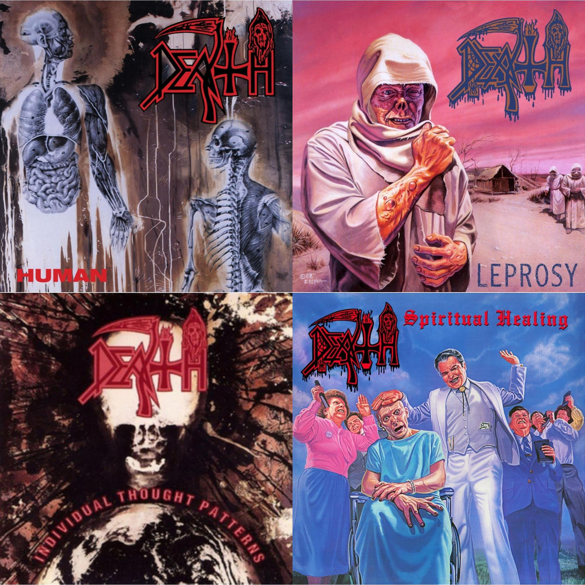 Spiritual Healing - Reissue (Red, Cyan Blue & Black Tri Color Merge With Splatter LP Vinyl) & Human (Remastered Reissue) & Individual Thought Patterns - Reissue & Leprosy (Reissue)