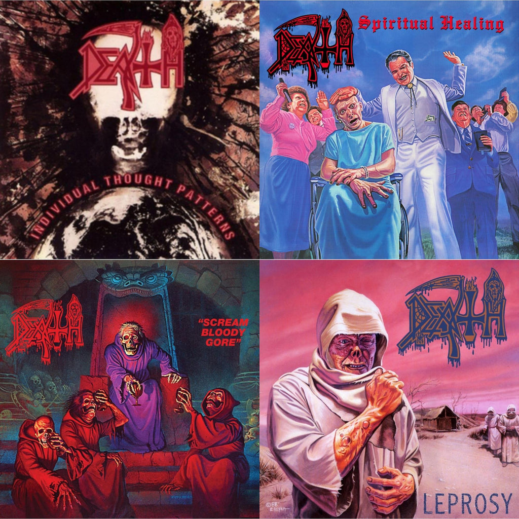 Spiritual Healing - Reissue (Red, Cyan Blue & Black Tri Color Merge With Splatter LP Vinyl) & Individual Thought Patterns - Reissue & Leprosy (Reissue) & Scream Bloody Gore (Reissue)