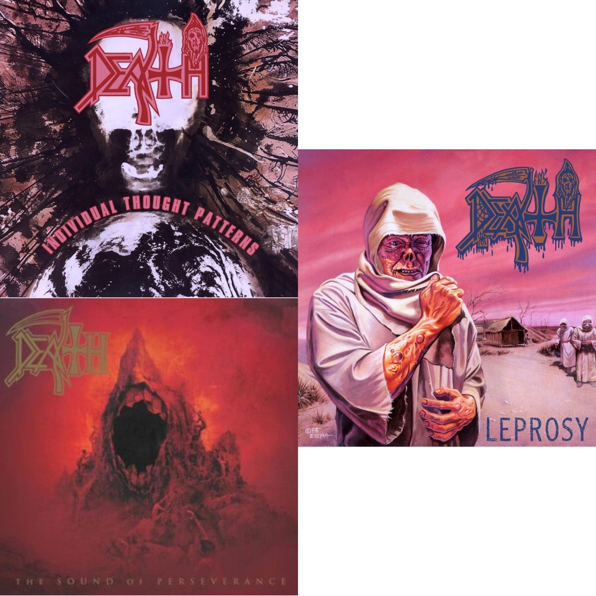 Individual Thought Patterns - Reissue (Hot Pink, Bone White & Red Tri Color Merge W/ Splatter LP Vinyl) & Sound Of Perseverance (Black, Red & Gold Tri Color Merge Withsplatter Vinyl/2LP) & Leprosy (Reissue)