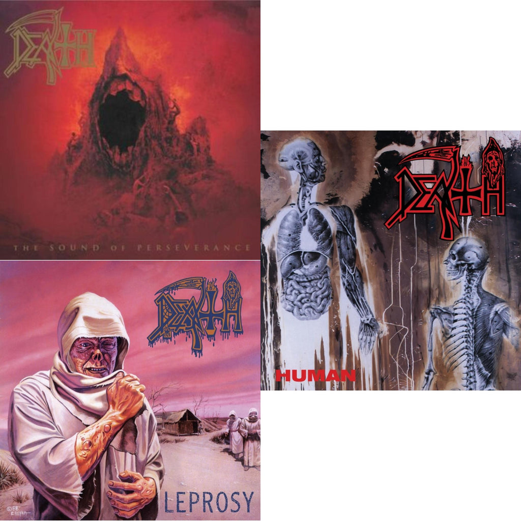 Leprosy Reissue (Hot Pink, Bone White & Blue Jay Tri Color Merge With Splatter LP Vinyl) & Human (Bone White, Blue Jay & Gold Tri Color Merge With Splatter LP Vinyl) & Sound Of Perseverance (Black, Red & Gold Tri Color Merge Withsplatter Vinyl/2LP)