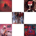 Death - Scream Bloody Gore (Neon Violet, Bone White & Red  Tri Color Merge With Splatter LP Vinyl) & Leprosy Reissue (Hot Pink, Bone White & Blue Jay Tri Color Merge With Splatter LP Vinyl) & Human (Bone White, Blue Jay & Gold Tri Color Merge With