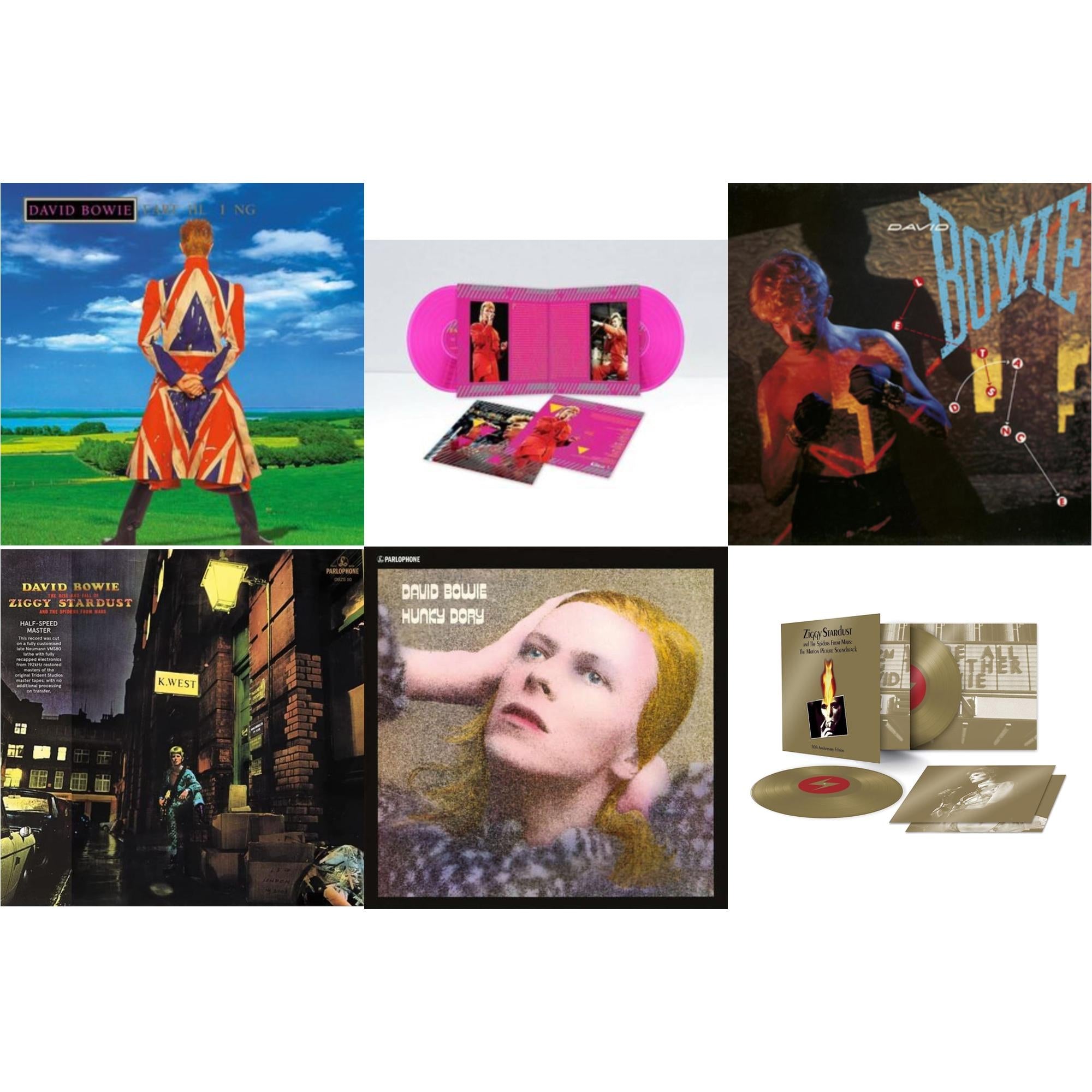 David Bowie - Earthling (2021 Remaster/2LP) & Let's Dance (2018 Remastered Version) & Rise & Fall Of Ziggy Stardust & The Spiders From Mars (2012 Remaster/Half-Speed Master) & Montreal '87 (Limited/Pink LP Vinyl) & Ziggy Stardust & The Spiders From