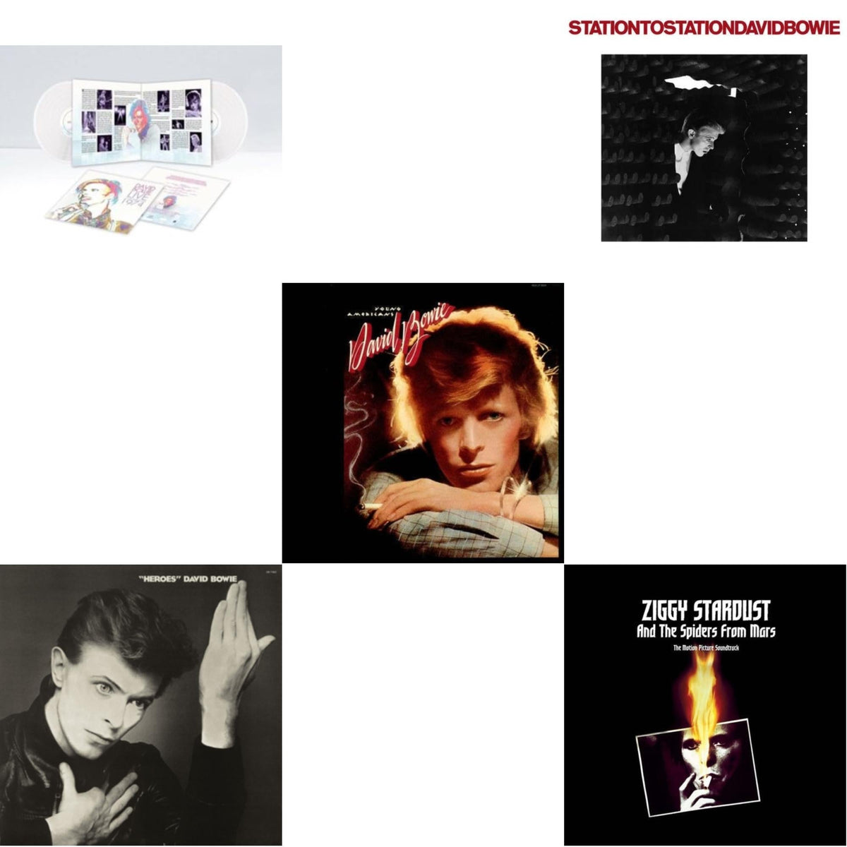 Heroes (2017 Remaster) & Station To Station (2016 Remastered Version) & Young Americans (2016 Remastered Version) & Live Los Angeles 1974 (White LP Vinyl/Limited) & Ziggy Stardust & The Spiders From Mars Ost (2LP)