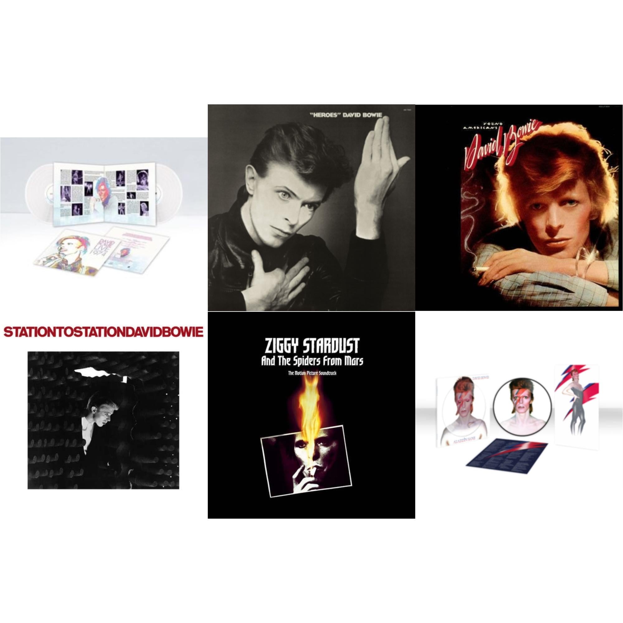 David Bowie - Heroes (2017 Remaster) & Station To Station (2016 Remastered Version) & Young Americans (2016 Remastered Version) & Live Los Angeles 1974 (White LP Vinyl/Limited) & Aladdin Sane (2013 Remaster) (Picture Disc) & Ziggy Stardust & The