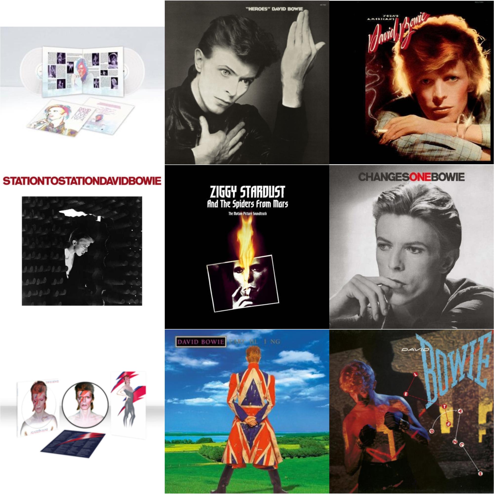 David Bowie - Earthling (2021 Remaster/2LP) & Let's Dance (2018 Remastered Version) & Heroes (2017 Remaster) & Station To Station (2016 Remastered Version) & Young Americans (2016 Remastered Version) & Changesonebowie (180G) & Live Los Angeles 1974