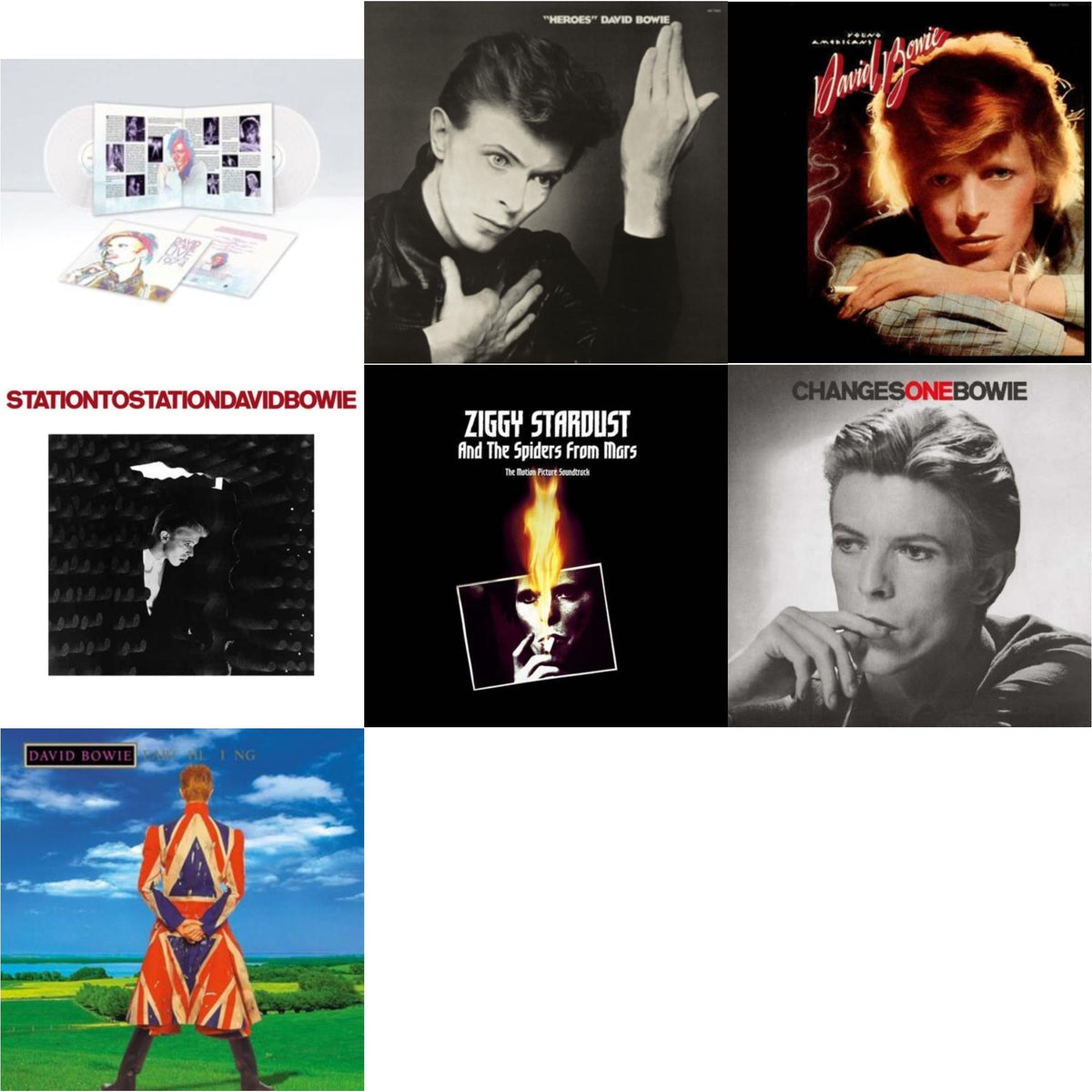 David Bowie - Earthling (2021 Remaster/2LP) & Heroes (2017 Remaster) & Station To Station (2016 Remastered Version) & Young Americans (2016 Remastered Version) & Changesonebowie (180G) & Live Los Angeles 1974 (White LP Vinyl/Limited) & Ziggy Stardust