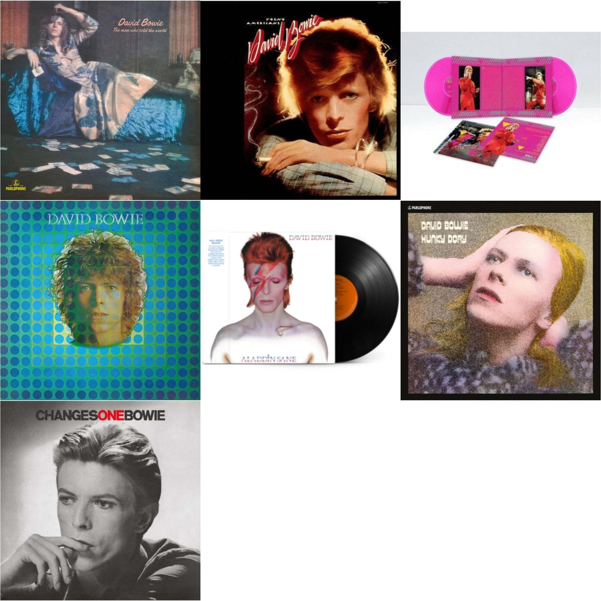 Young Americans (2016 Remastered Version) & Changesonebowie (180G) & Montreal '87 (Limited/Pink LP Vinyl) & Aladdin Sane (2013 Remaster) (Half Speed Master) & Man Who Sold The World (2015 Remaster) & David Bowie Aka Space Oddity & Hunky Dory