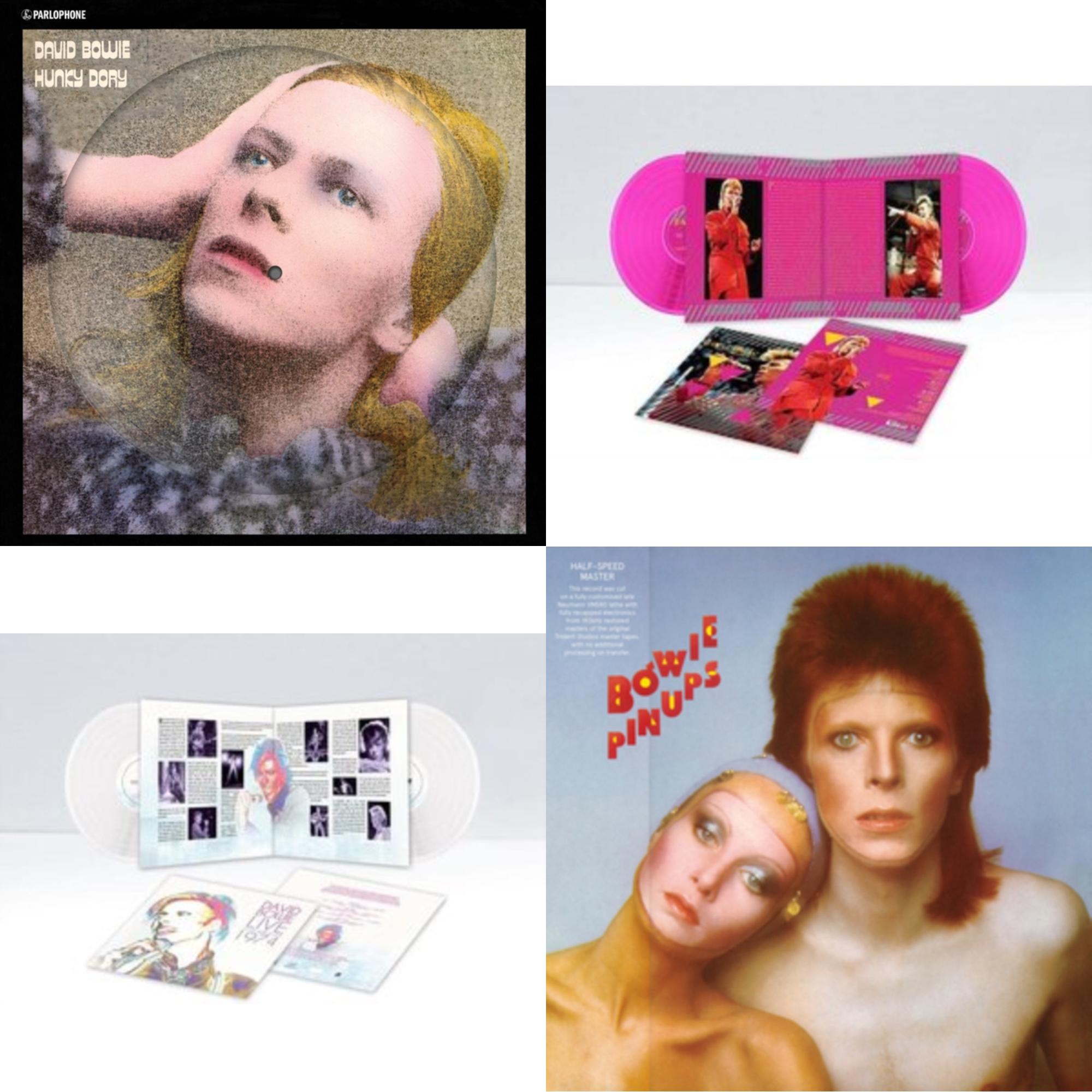 Hunky Dory (2015 Remaster/50Th Anniv/Picture Disc) & Montreal '87 (Limited/Pink LP Vinyl) & Live Los Angeles 1974 (White LP Vinyl/Limited) & Pinups (2015 Remaster)