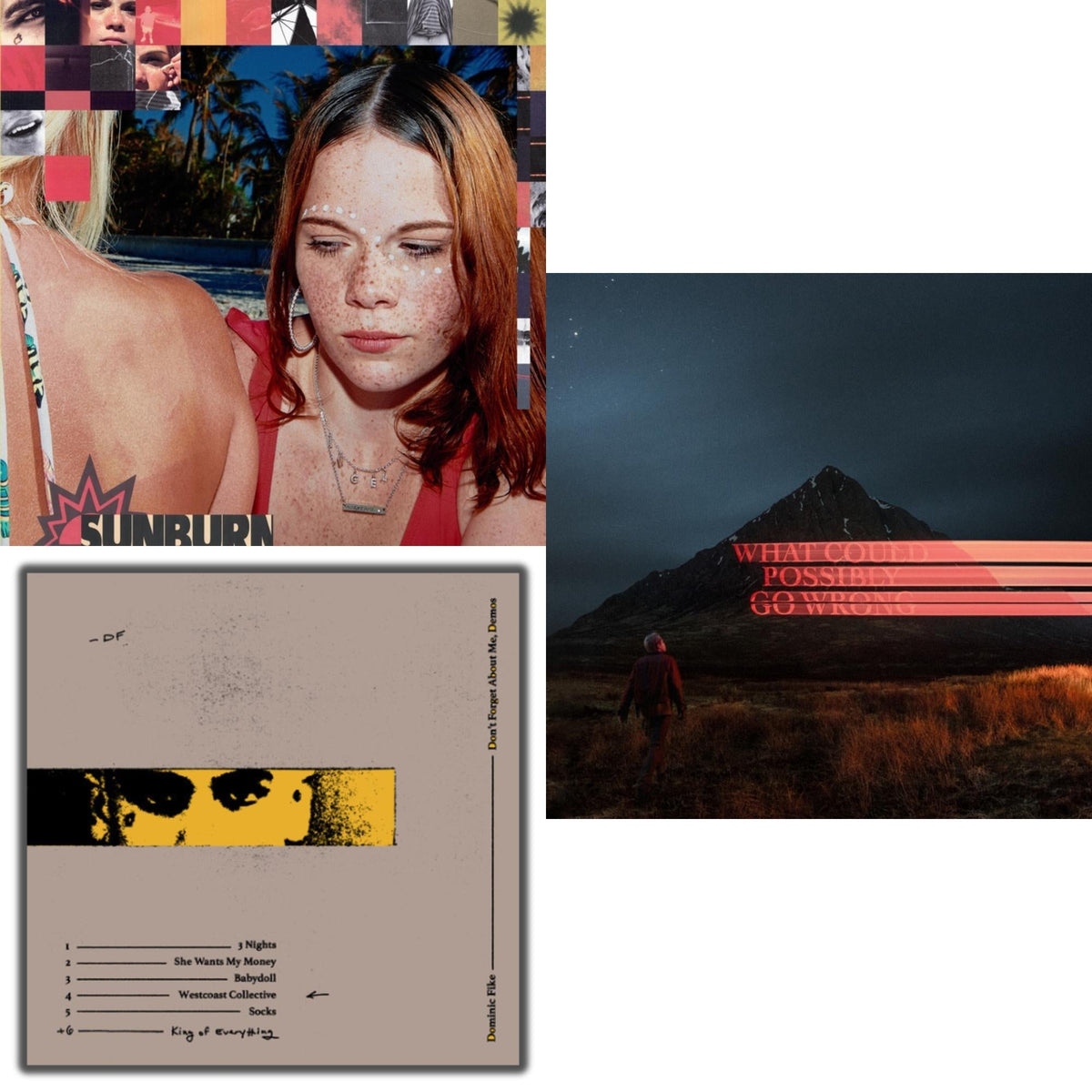 Dominic Fike - Sunburn (X) (150G) & Don't Forget About Me, Demos (150G) & What Could Possibly Go Wrong (X) (140G/Poster) - LP Vinyl Bundle