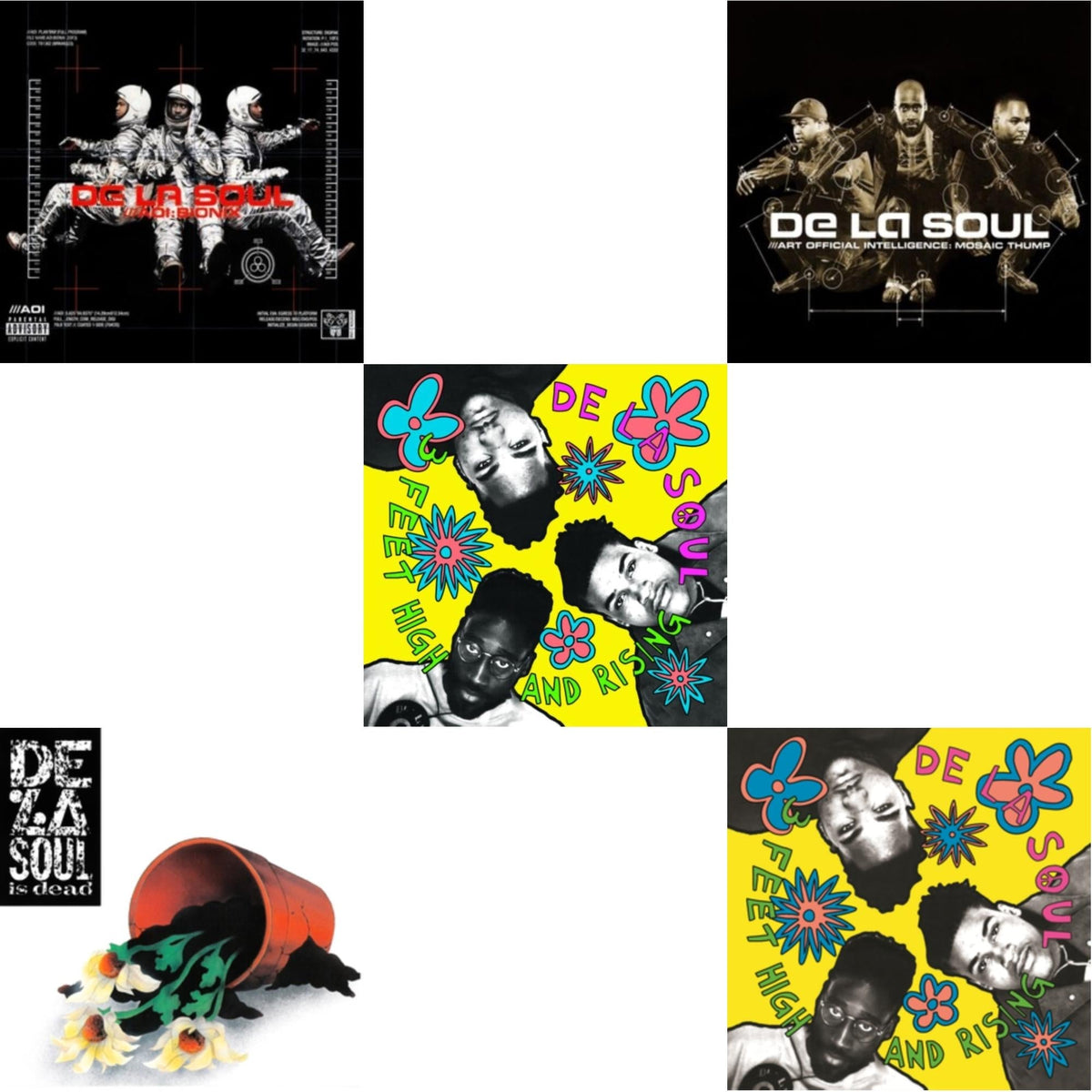De La Soul - Aoi: Bionix (Remaster/2LP) & De La Soul Is Dead (2LP) & 3 Feet High & Rising (2LP/Yellow Vinyl) & Art Official Intelligence: Mosaic Thump (Remaster) & 3 Feet High & Rising (2LP)