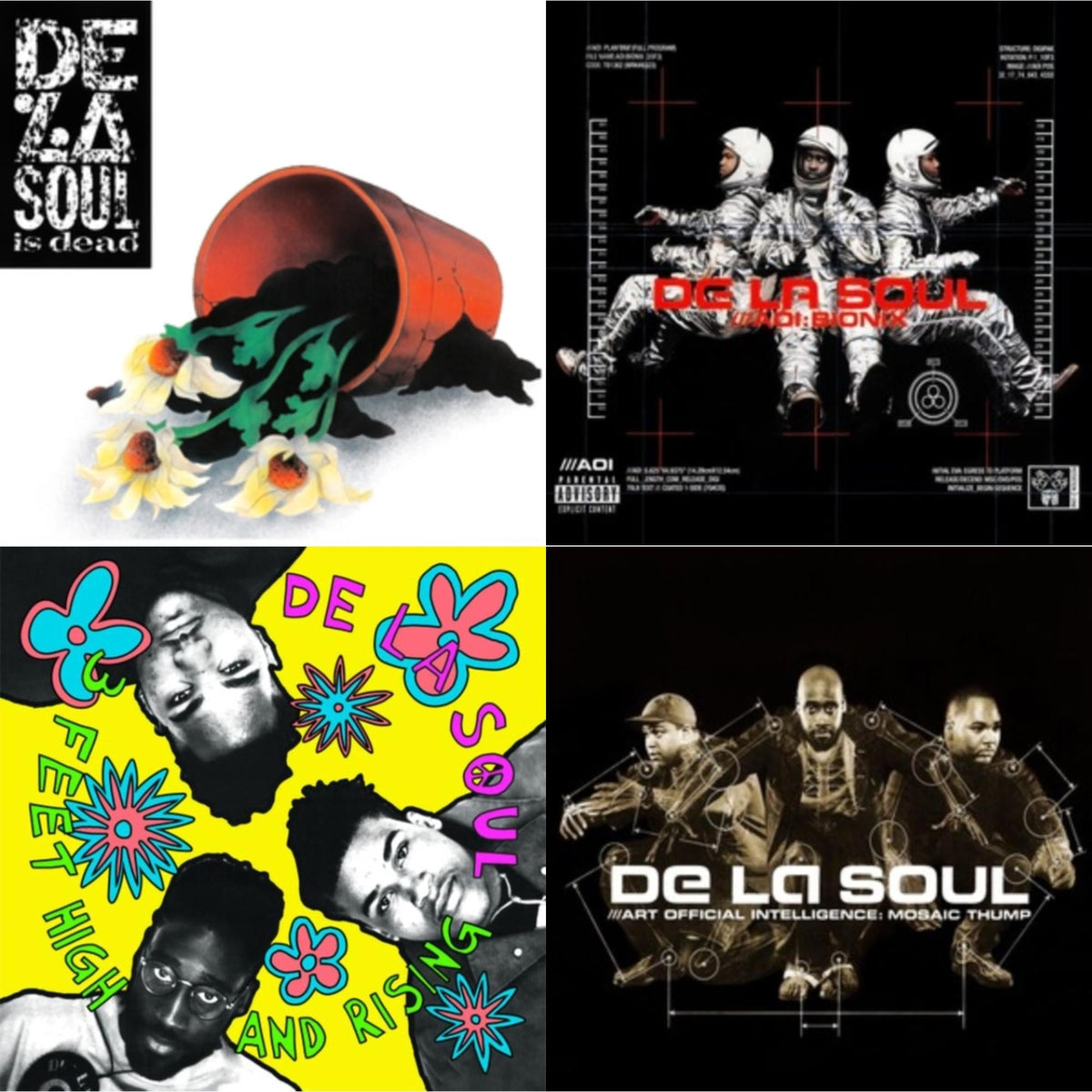 De La Soul - De La Soul Is Dead (2LP) & Aoi: Bionix (Remaster/2LP) & 3 Feet High & Rising (2LP/Yellow Vinyl) & Art Official Intelligence: Mosaic Thump (Remaster)