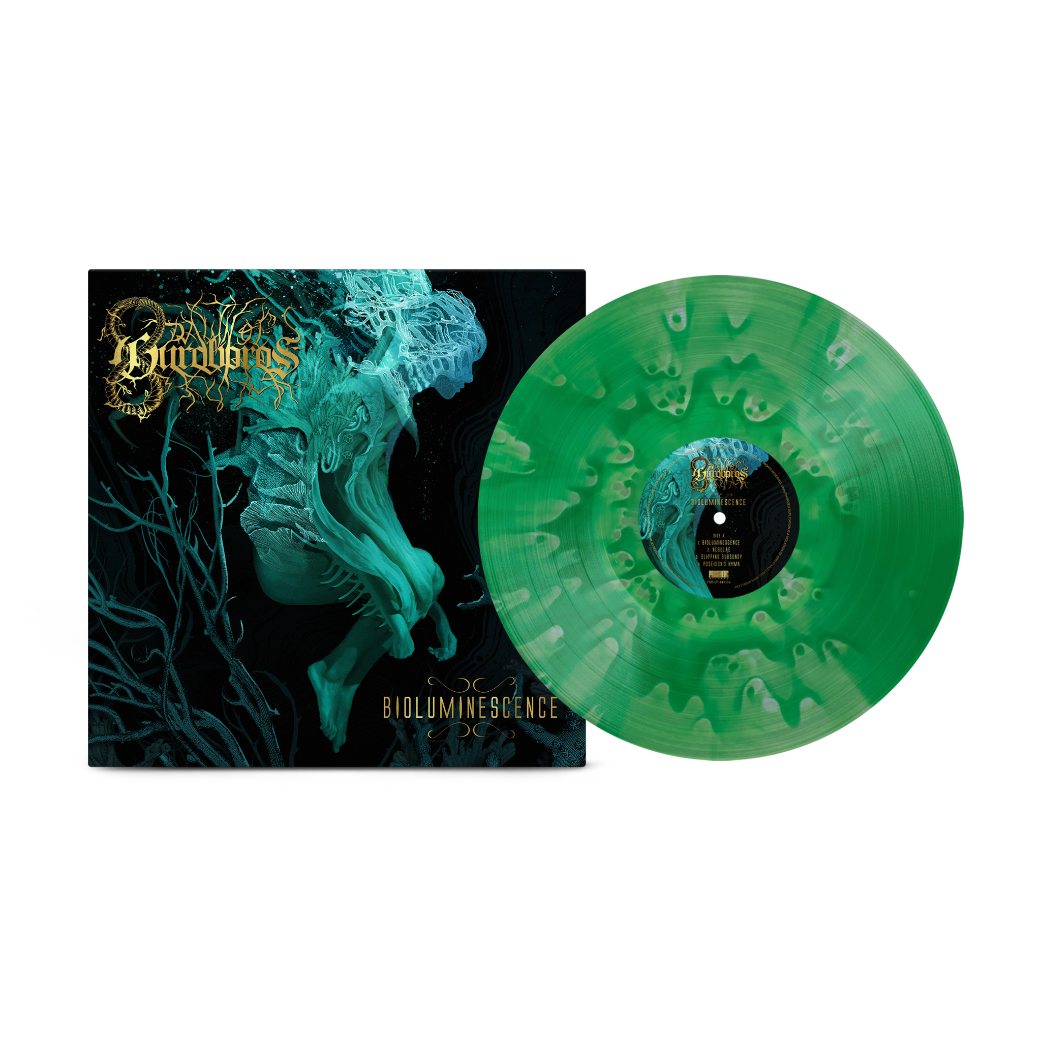 Dawn of Ouroboros - Bioluminescence on Emerald Ghostly + Glow In The Dark Splatter Vinyl Record