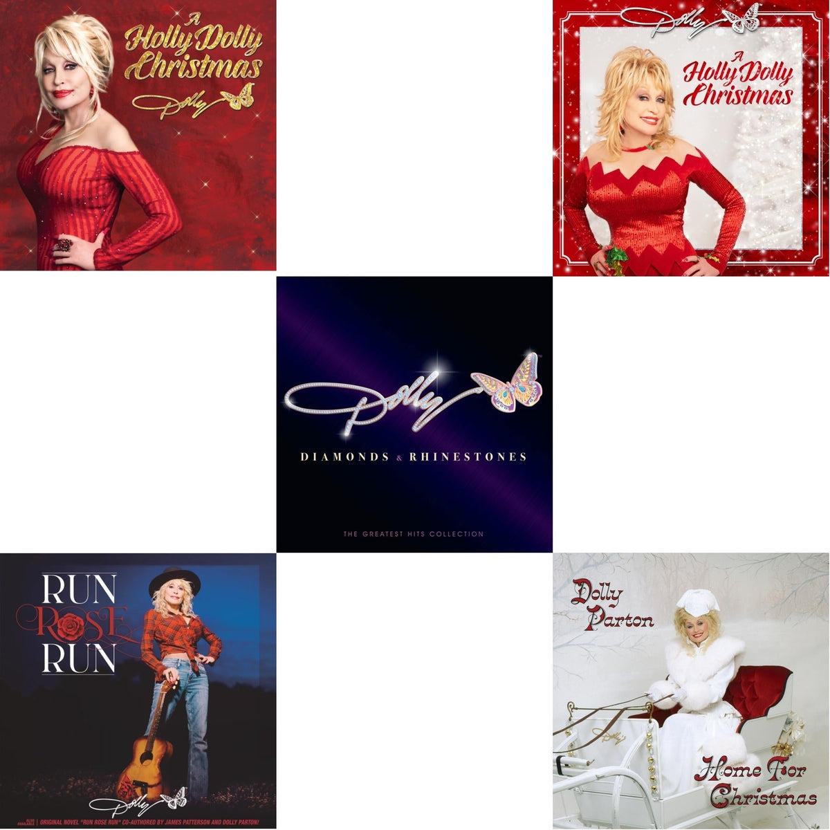 Holly Dolly Christmas (Ultimate Deluxe Edition) & Holly Dolly Christmas (Opaque Red LP Vinyl) & Run Rose Run & Home For Christmas (140G) & Diamonds & Rhinestones: The Greatest Hits Collection (2LP)
