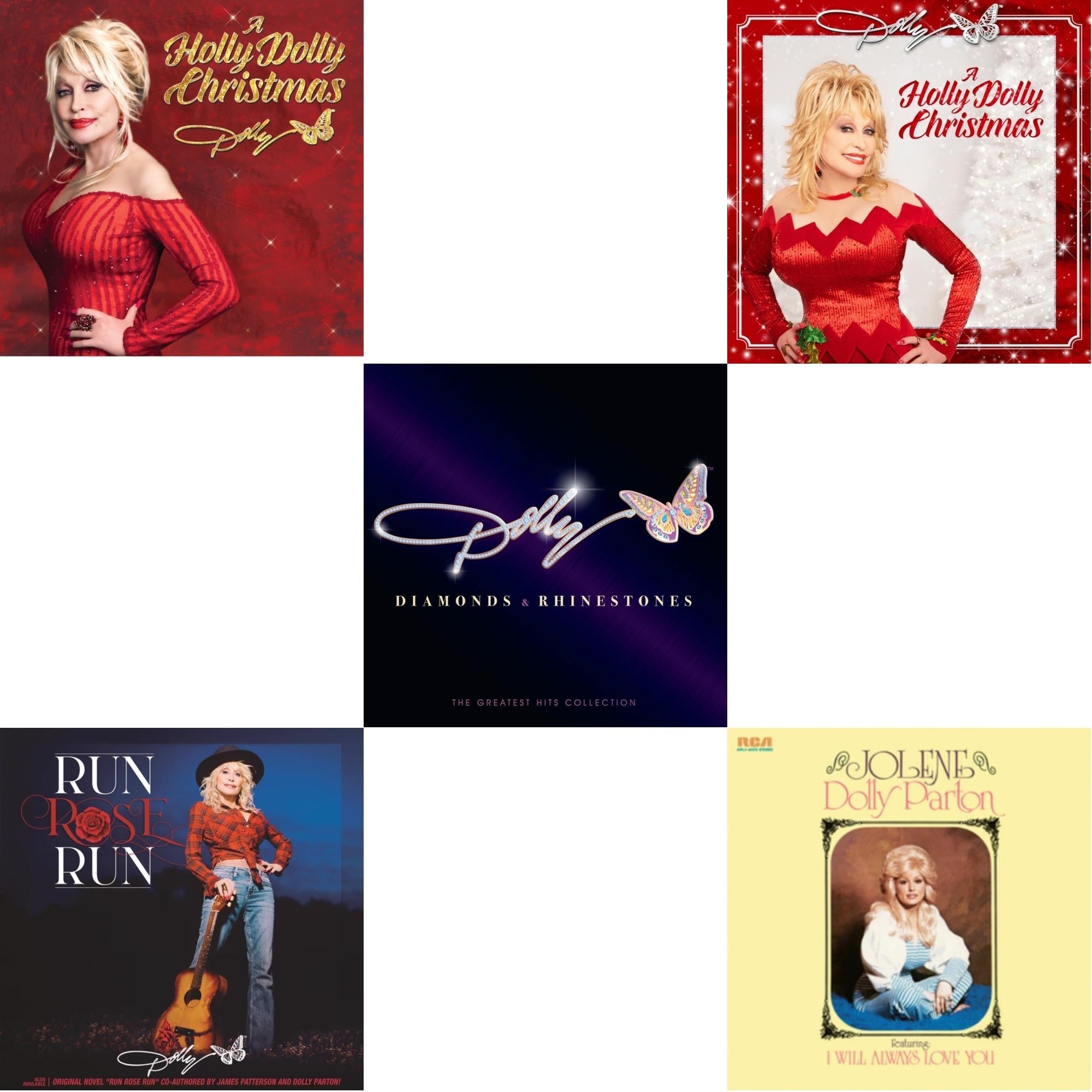 Dolly Parton - Holly Dolly Christmas (Ultimate Deluxe Edition) & Run Rose Run & Diamonds & Rhinestones: The Greatest Hits Collection (2LP) & Holly Dolly Christmas (Opaque Red LP Vinyl) & Jolene (140G/Dl Insert)