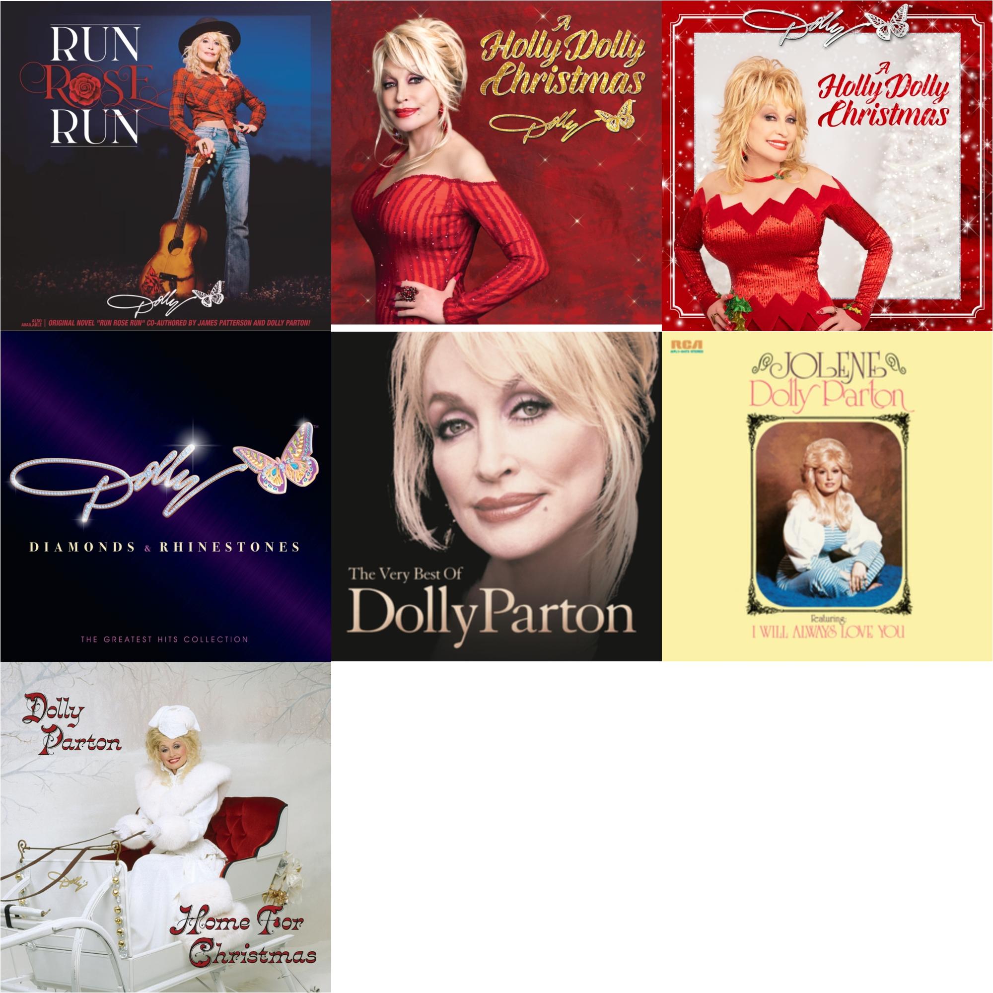 Dolly Parton - Run Rose Run & Holly Dolly Christmas (Ultimate Deluxe Edition) & Holly Dolly Christmas (Opaque Red LP Vinyl) & Diamonds & Rhinestones: The Greatest Hits Collection (2LP) & Very Best Of Dolly Parton (2LP) & Jolene (140G/Dl Insert) &