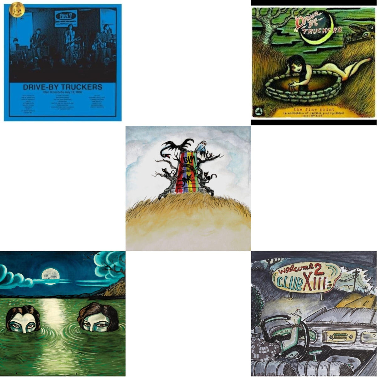 Drive-By Truckers - Plan 9 Records July 13, 2006 (3LP) & English Oceans (10-Year Edition) (2LP/Sea-Glass Blue W/ D-Side Etching) & New Ok (Red LP Vinyl) & Fine Print (Clear With Green Splatter Vinyl/Limited Edition/2LP/180G) & Welcome 2 Club Xiii