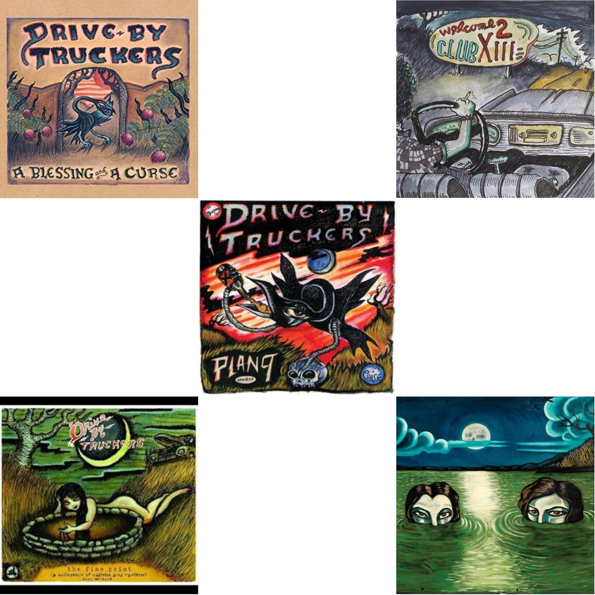 Drive-By Truckers - Blessing & A Curse (Clear With Purple Splatter LP Vinyl/Limited Edition/180G) & Fine Print (Clear With Green Splatter Vinyl/Limited Edition/2LP/180G) & Plan 9 Records July 13, 2006 (3LP) & Welcome 2 Club Xiii & English Oceans