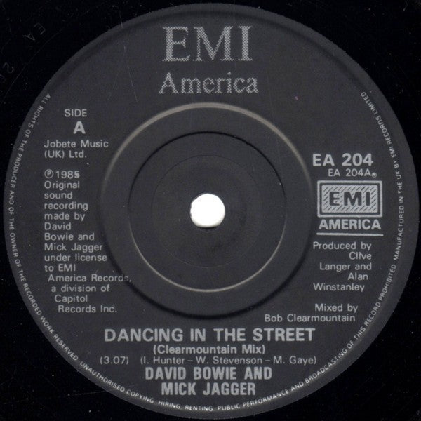 David Bowie  / Mick Jagger – Dancing In The Street  (White LP Vinyl) Vinyl Record