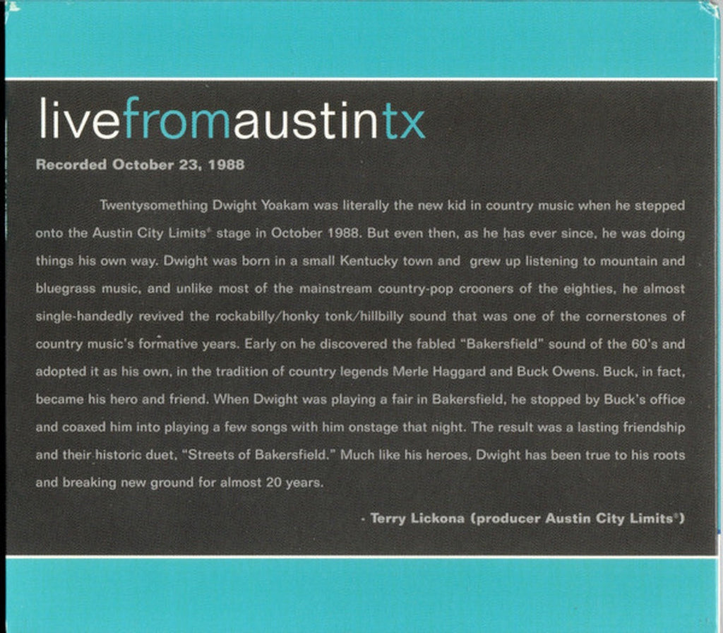Dwight Yoakam – Live From Austin, TX Music CD