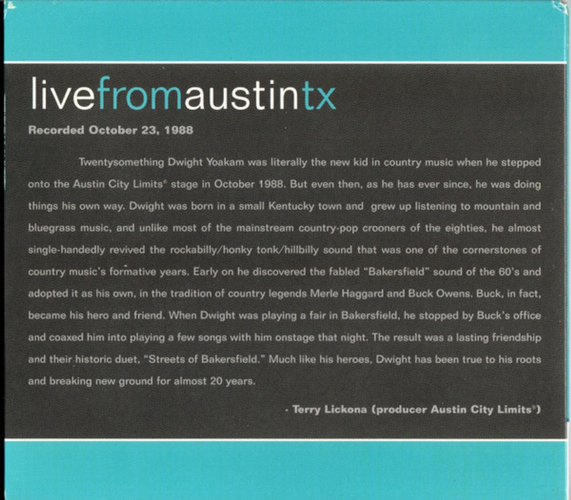 Dwight Yoakam – Live From Austin, TX Music CD