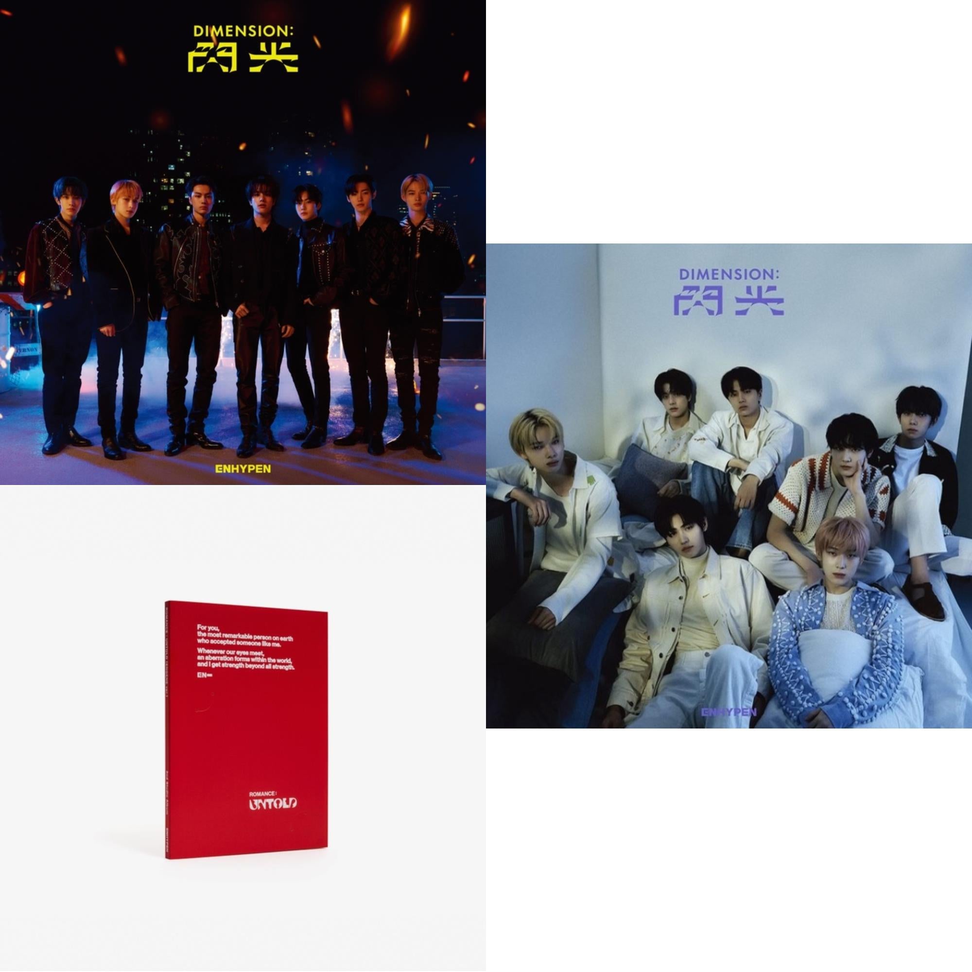 Enhypen - Romance : Untold (Engene Ver.) & Dimension: Senkou (CD/DVD/Limited Edition A) & Dimension: Senkou (CD/Booklet/Limited Edition B)