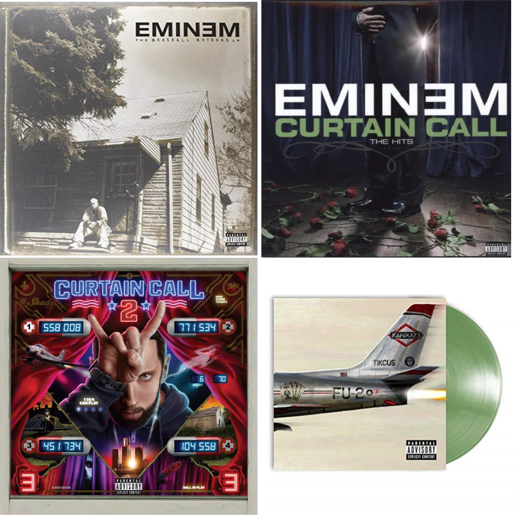 Curtain Call 2 (2LP) & Curtain Call: Hits & Kamikaze (Opaque Olive Green LP Vinyl/Gatefold Jacket) & Marshall Mathers LP