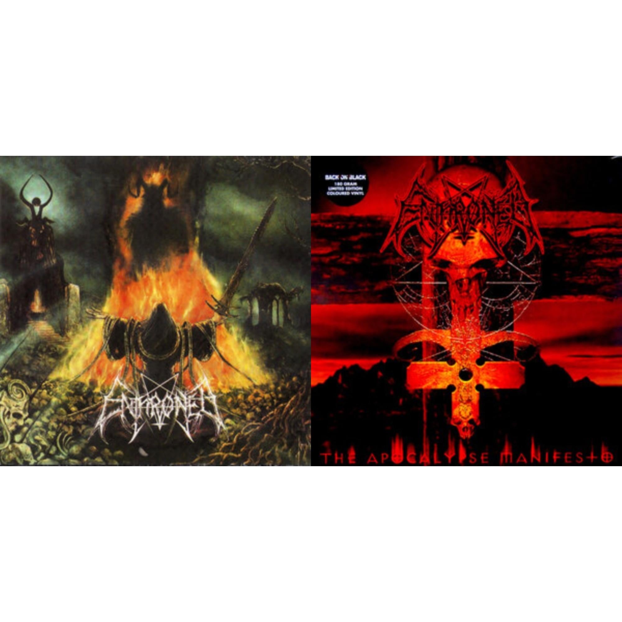Enthroned - Prophecies Of Pagen Fire (2LP/Clear Vinyl With Red/Yellow/Black Splatter Vinyl) & Apocolypse Manifesto (Clear LP Vinyl With Red/Orange/Grey Splatter LP Vinyl)