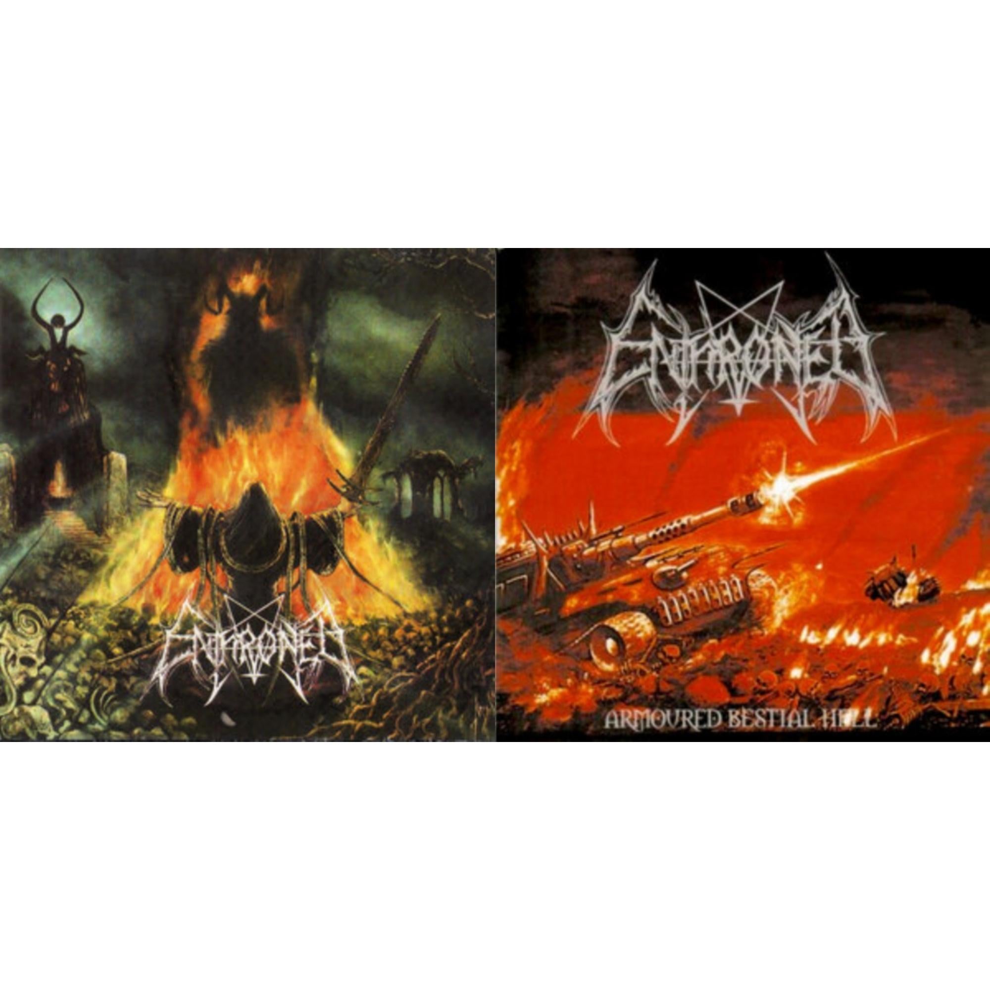 Enthroned - Prophecies Of Pagen Fire (2LP/Clear Vinyl With Red/Yellow/Black Splatter Vinyl) & Armoured Bestial Hell (Clear LP Vinyl With Red/Orange/White Splatter LP Vinyl)
